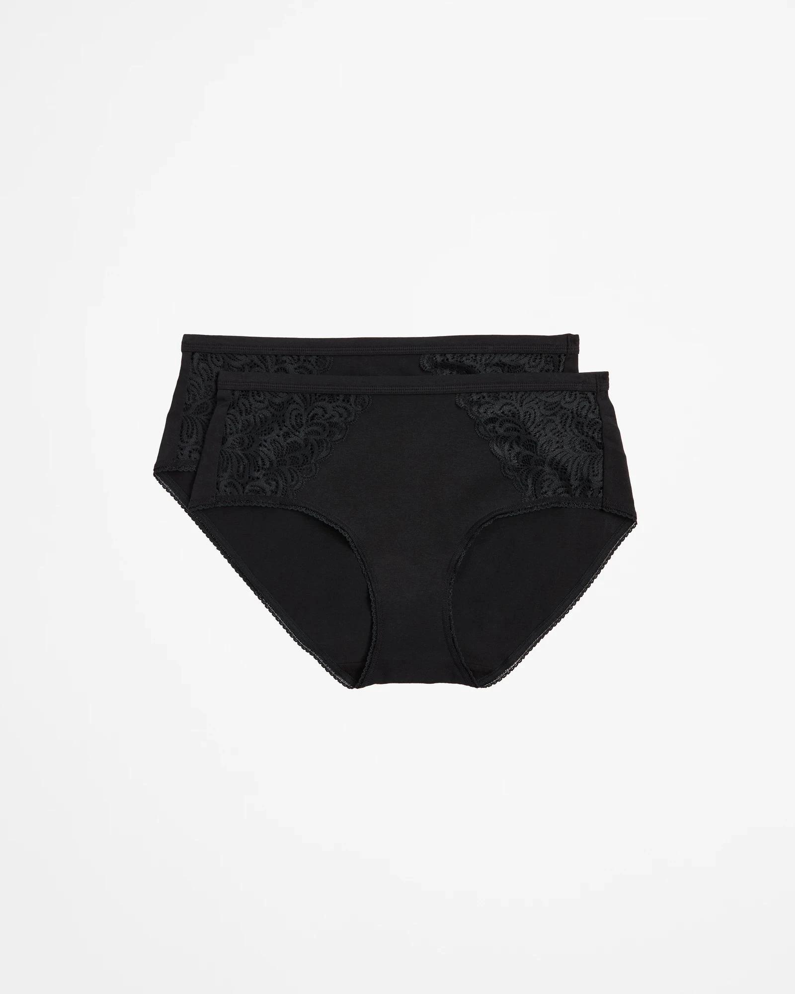 1 Target Woman Australian Cotton and Lace Midi Briefs BLACK, 1 of 4