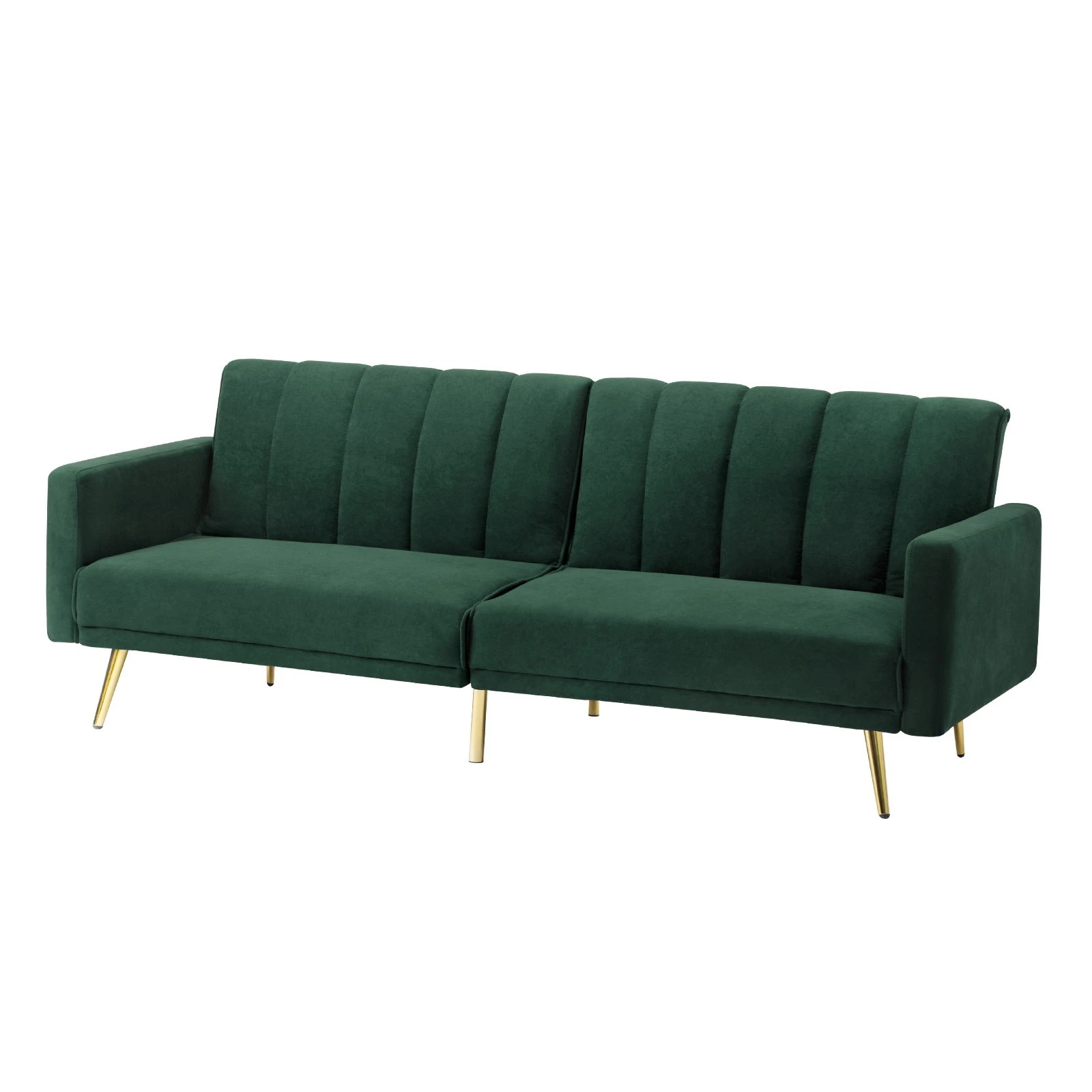 1 Oikiture 3 Seater Sofa Bed Couch Convertible Lounge Recliner Beds Velvet
 - Green, 1 of 10