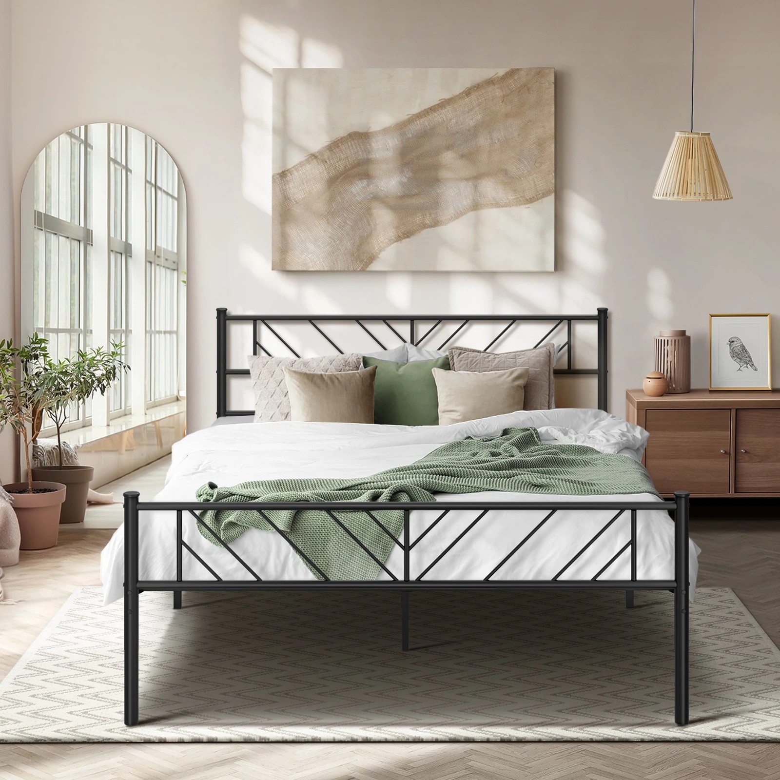 3 Oikiture Metal Bed Frame Double Size Bed Base Platform Sis
 - Black, 3 of 9