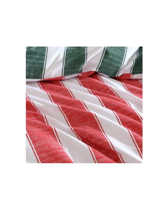 Ardor Reversable Candy Stripe Duvet Quilt Cover Set Christmas - Queen Bed - Multi