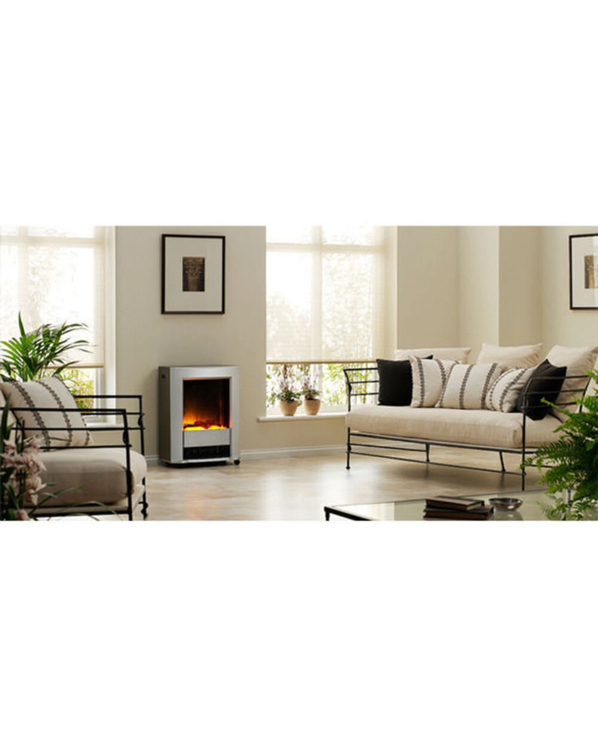 2 Dimplex Lee Electric Fireplace Heater With Heat Flame Smoke Coal Wood - Silver, 2 of 2
