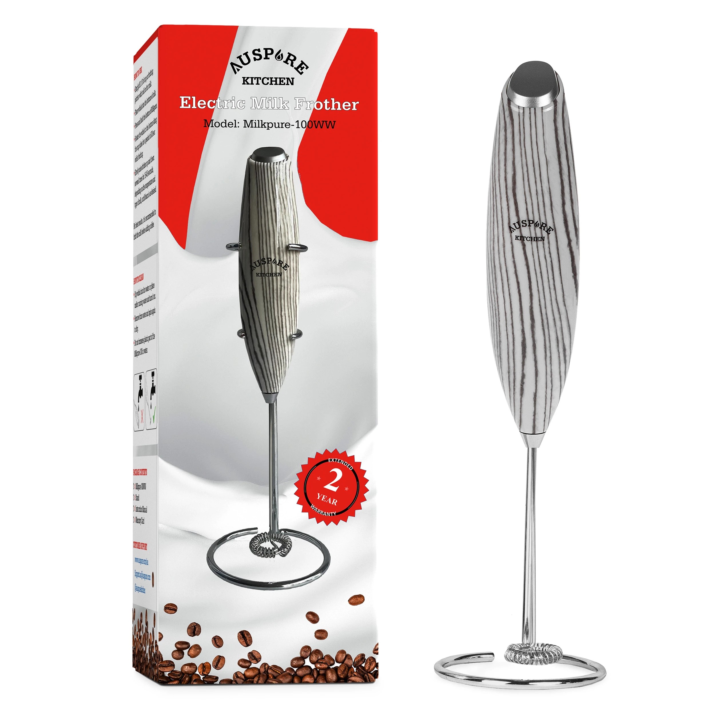 1 Auspure Milk Frother Handheld Electric Whisk Natural, 1 of 6
