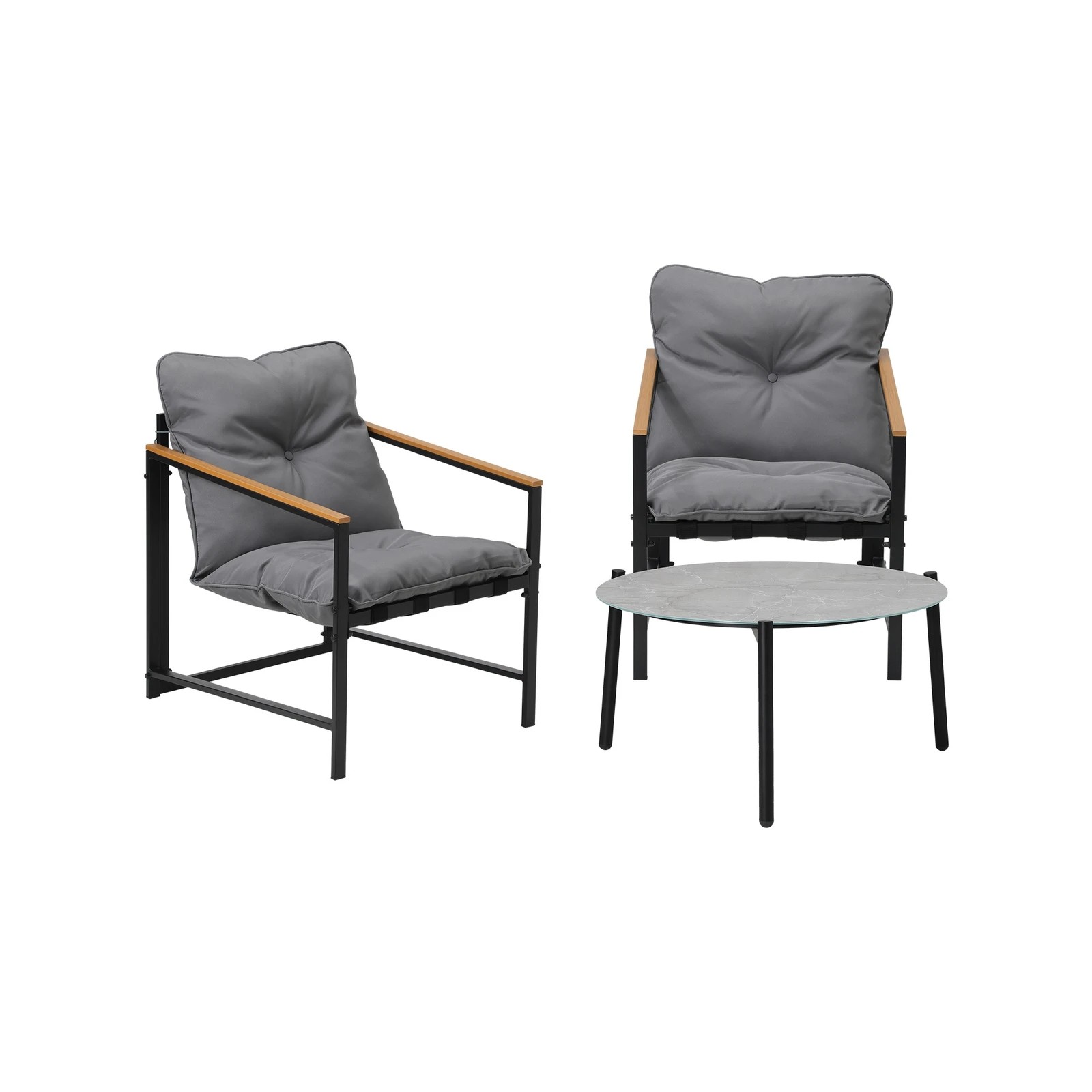 4 Livsip 3pc Outdoor Patio Furniture Set Bistro Set 70cm Round Marble Table
 - Multi, 4 of 10