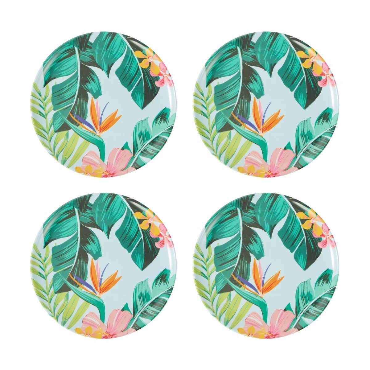 1 4 Pack Floral Birds Dinner Plates, 1 of 6
