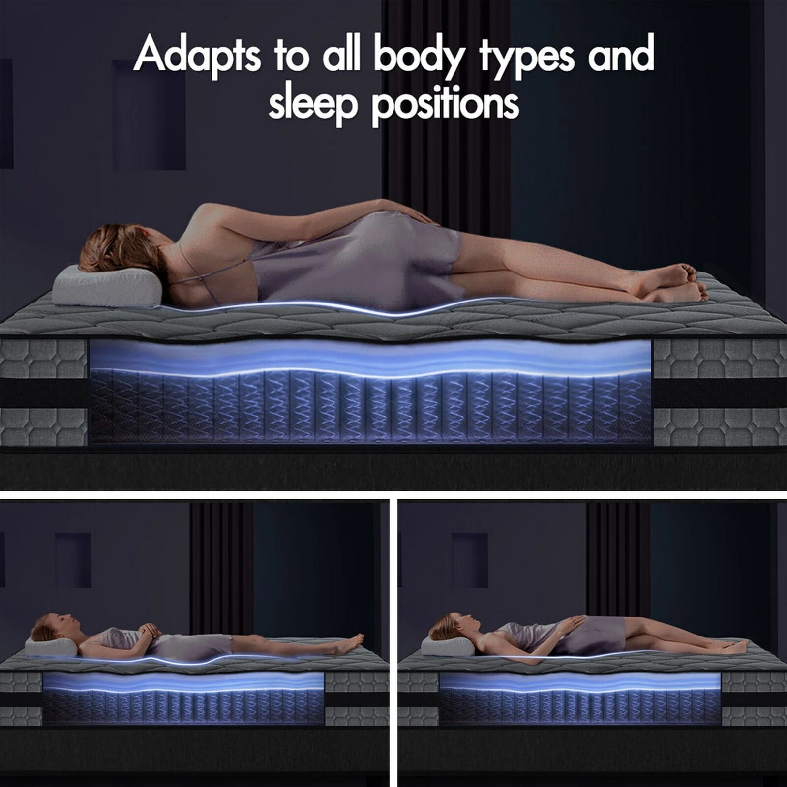 6 Starry Eucalypt Mattress Pocket Spring 3D Mesh Fabric 26cm 7 zone - Queen Bed, 6 of 10