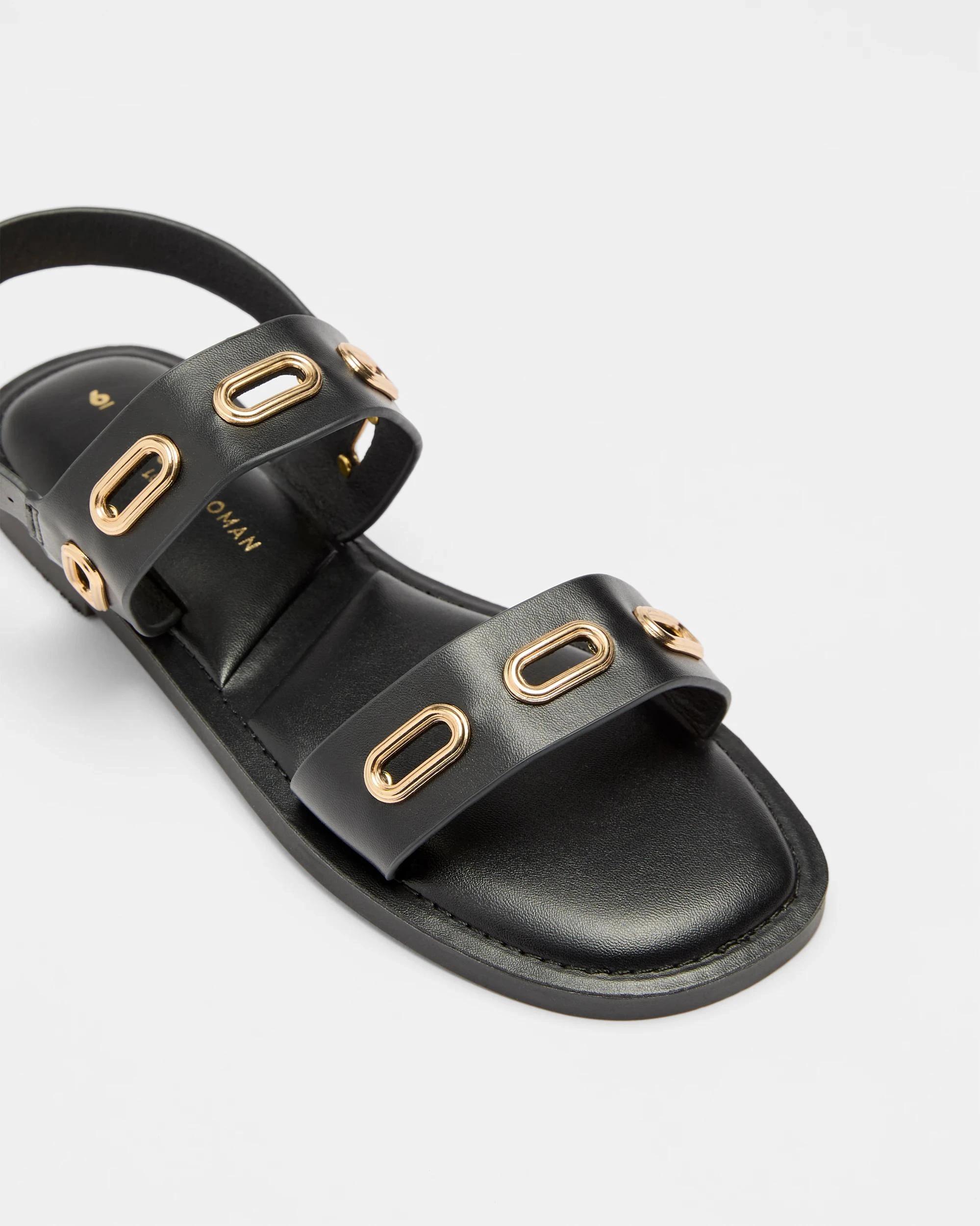 2 Target Womens Double Strap Metal Trim Flat - Deena BLACK, 2 of 3