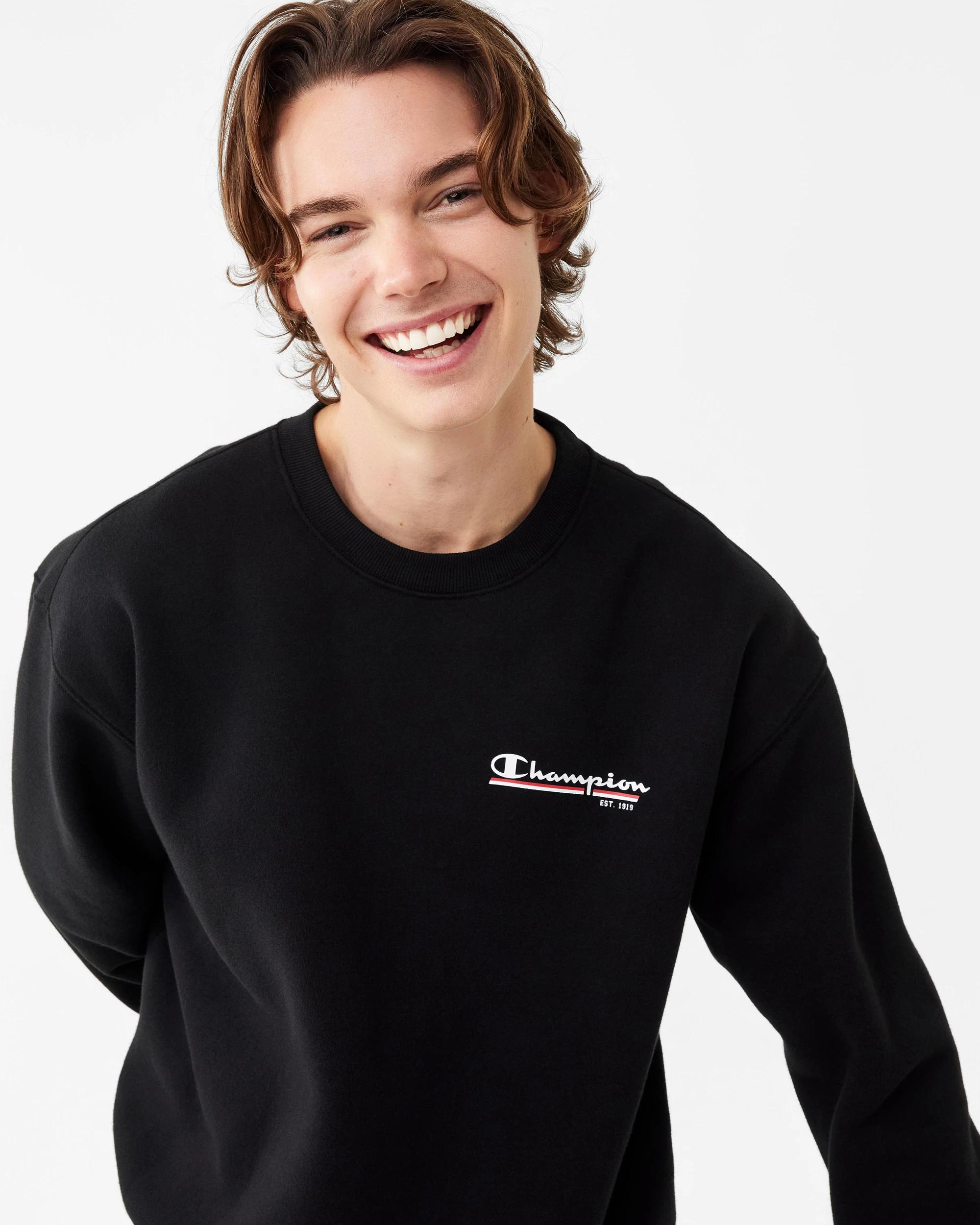 5 Champion Script Adult Crew Neck Sweatshirt Black, 5 of 8