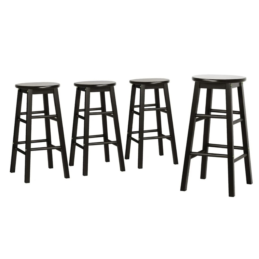 1 Artiss 4x Bar Stools Round Chairs - Black, 1 of 4
