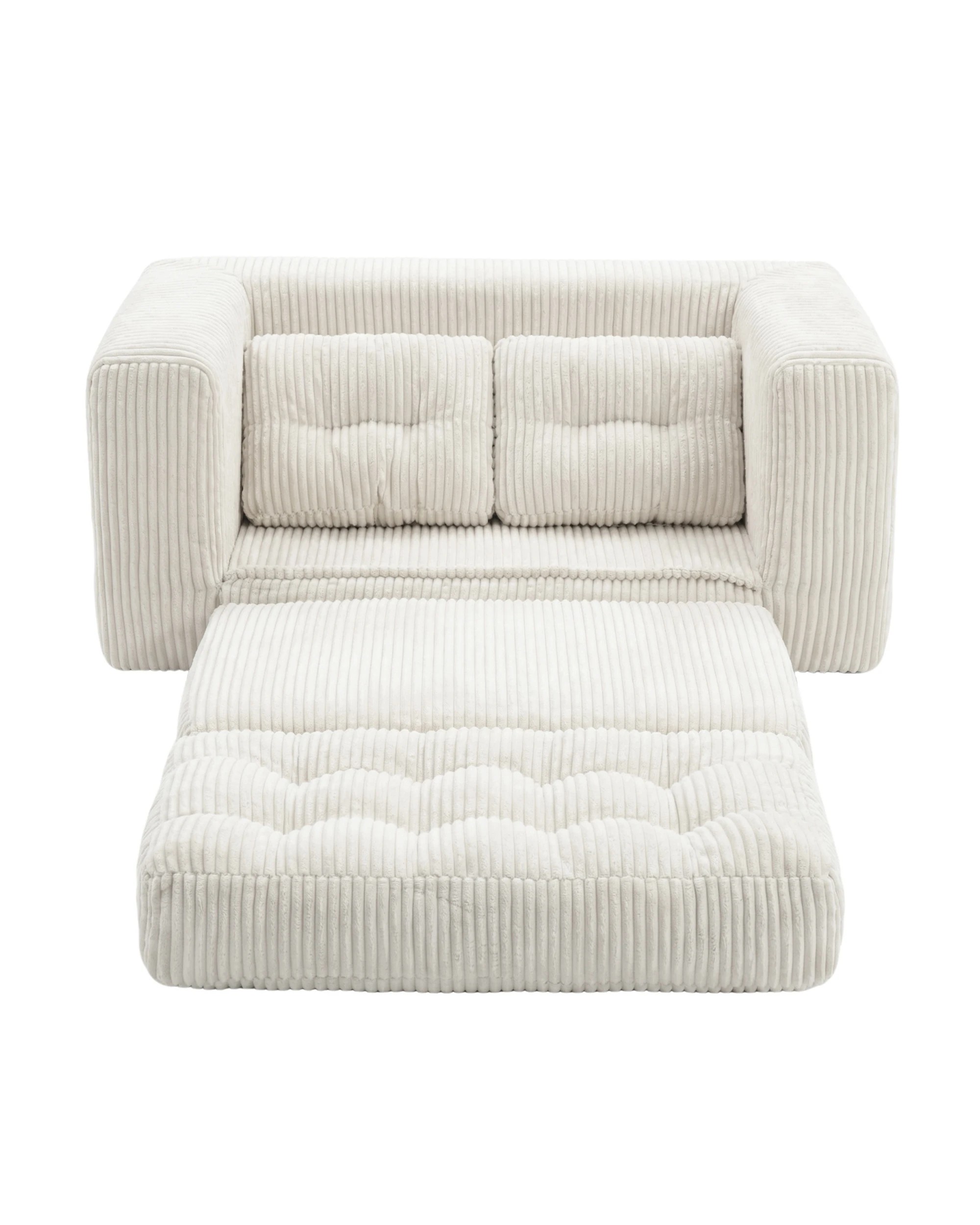 7 Advwin Folding Sofa Bed 2 in 1 Convertible Floor Loveseat Sofa, Fold Out Corduroy Sleeper Couch with 2 Pillows, 7 of 10