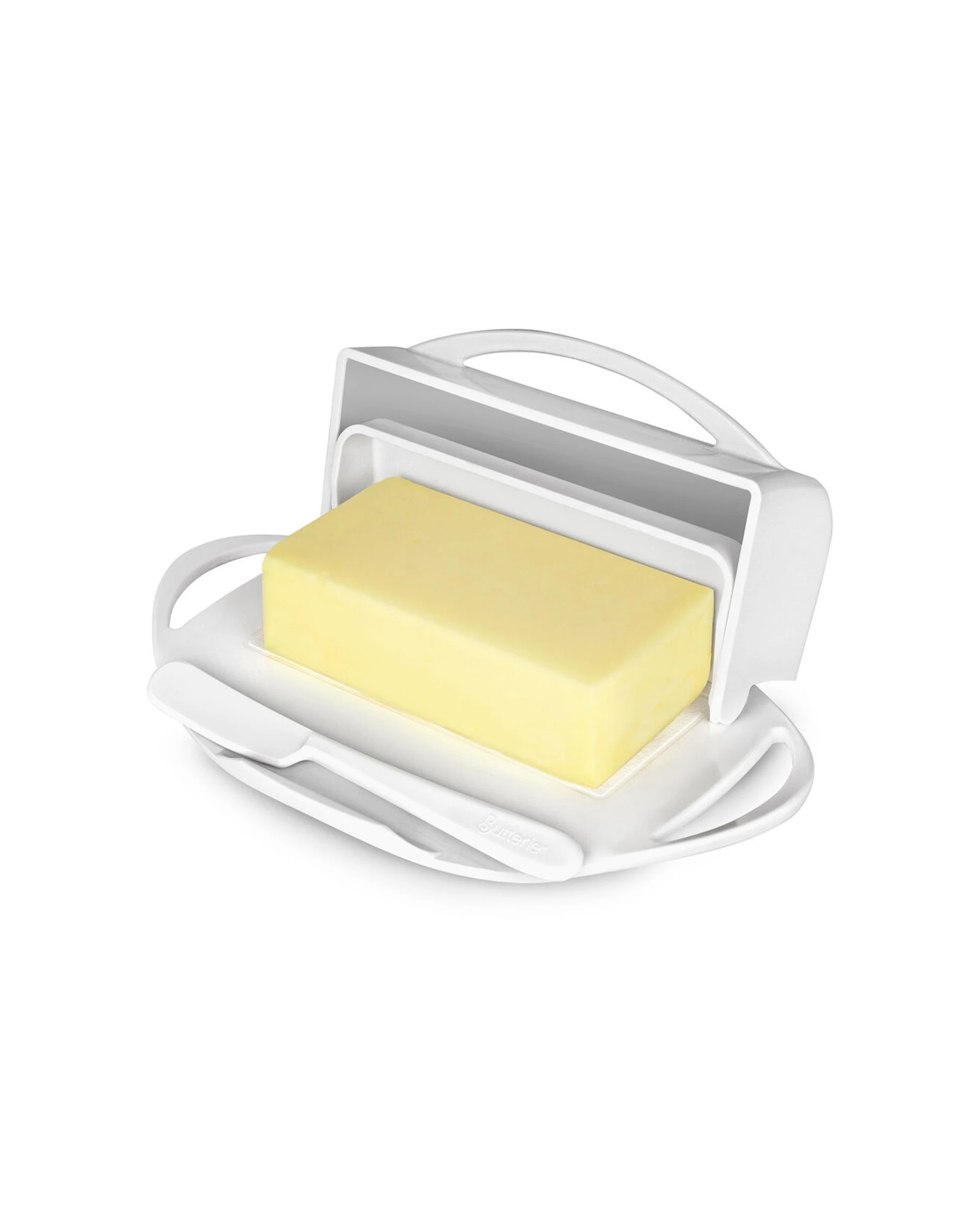 3 Butterie Flip Top Plastic Butter Dish With Spreader 250g Capacity - White, 3 of 7