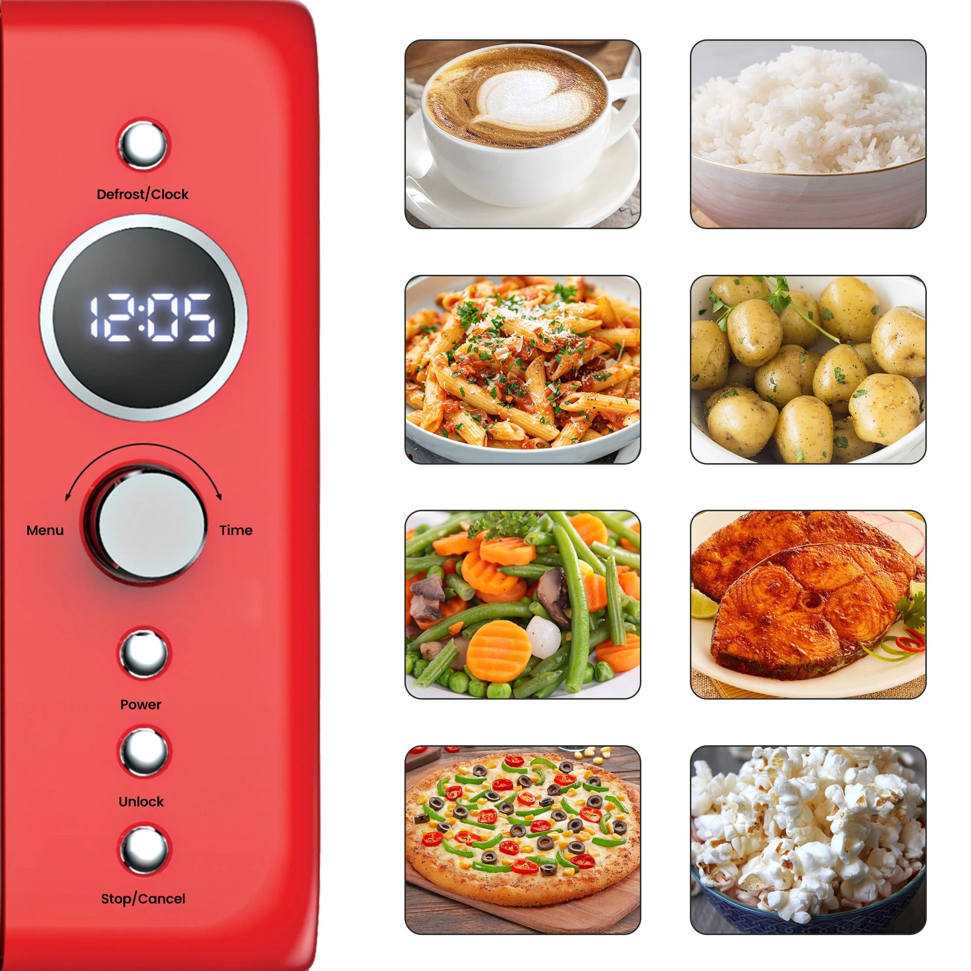 7 Total Chef 20L Retro Microwave Oven - Red, 7 of 8