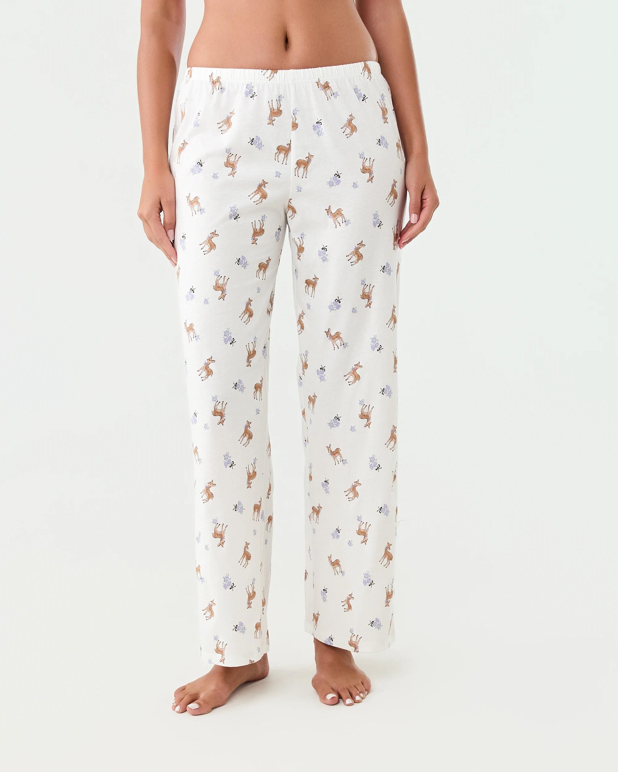 1 Cotton Print Knit Pants Deer Frl, 1 of 4