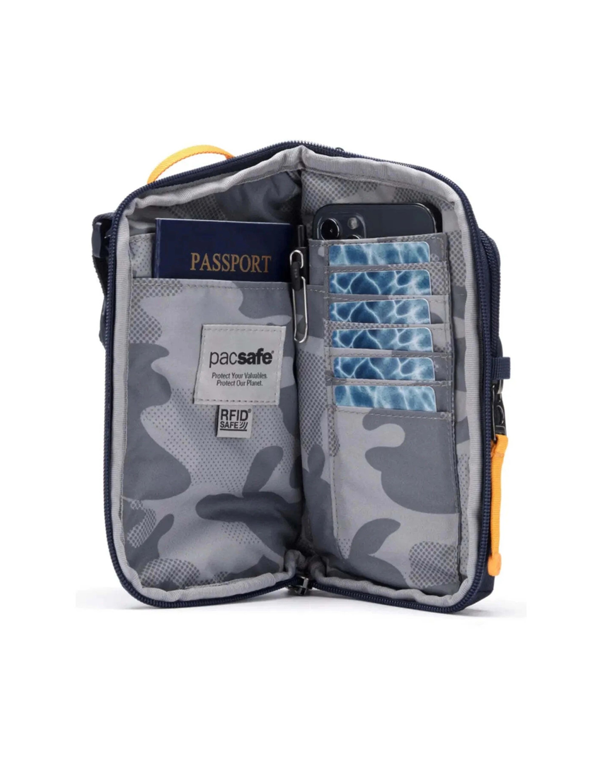 2 Pacsafe Go Anti-Theft Tech Crossbody Bag RFID Blocking Secure Zip Clip Coastal - Blue, 2 of 7