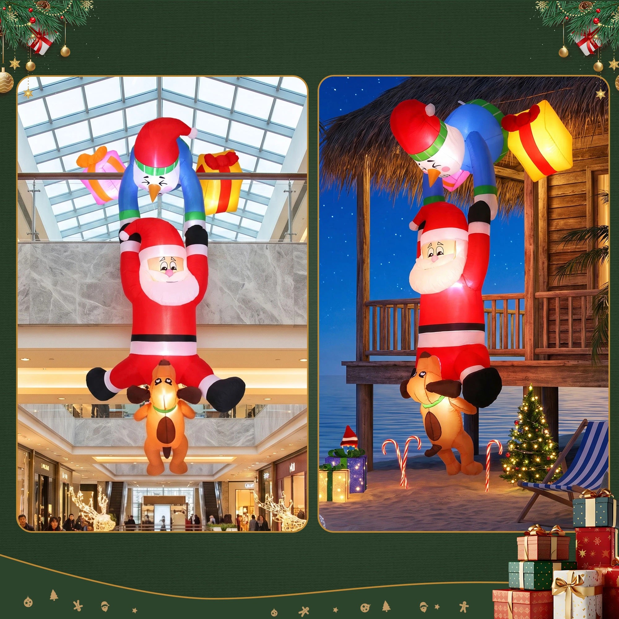 6 Jingle Jollys Christmas Inflatable Climbing Santa 3.5M Height LED Decorations Illuminated - Multi, 6 of 9