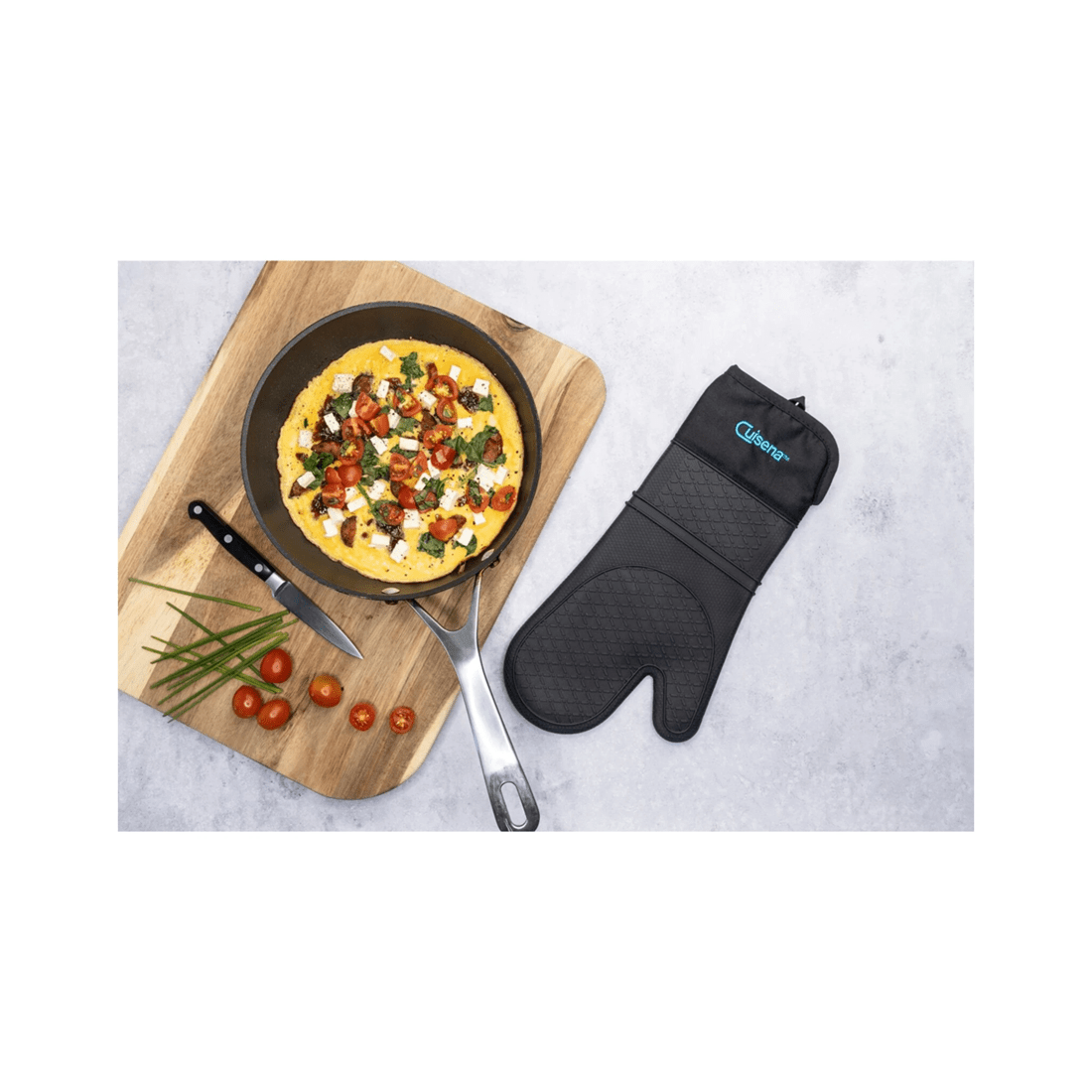 4 Cuisena Silicone And Fabric Kitchen Oven Glove Heat Resistant For Baking
 - Black, 4 of 5