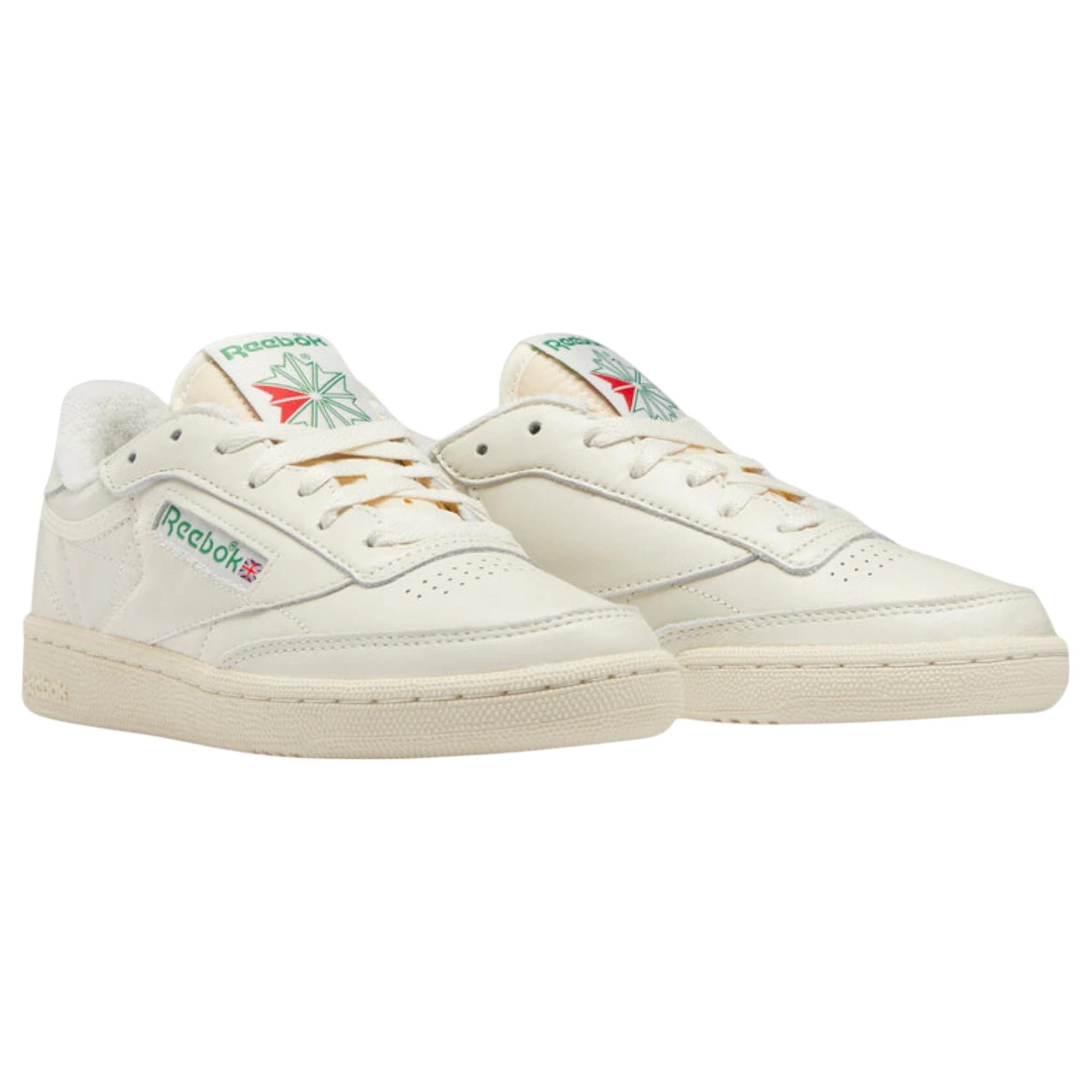 2 Reebok Womens Club C 85 Vintage Casual Shoes CHALK/GREEN, 2 of 9