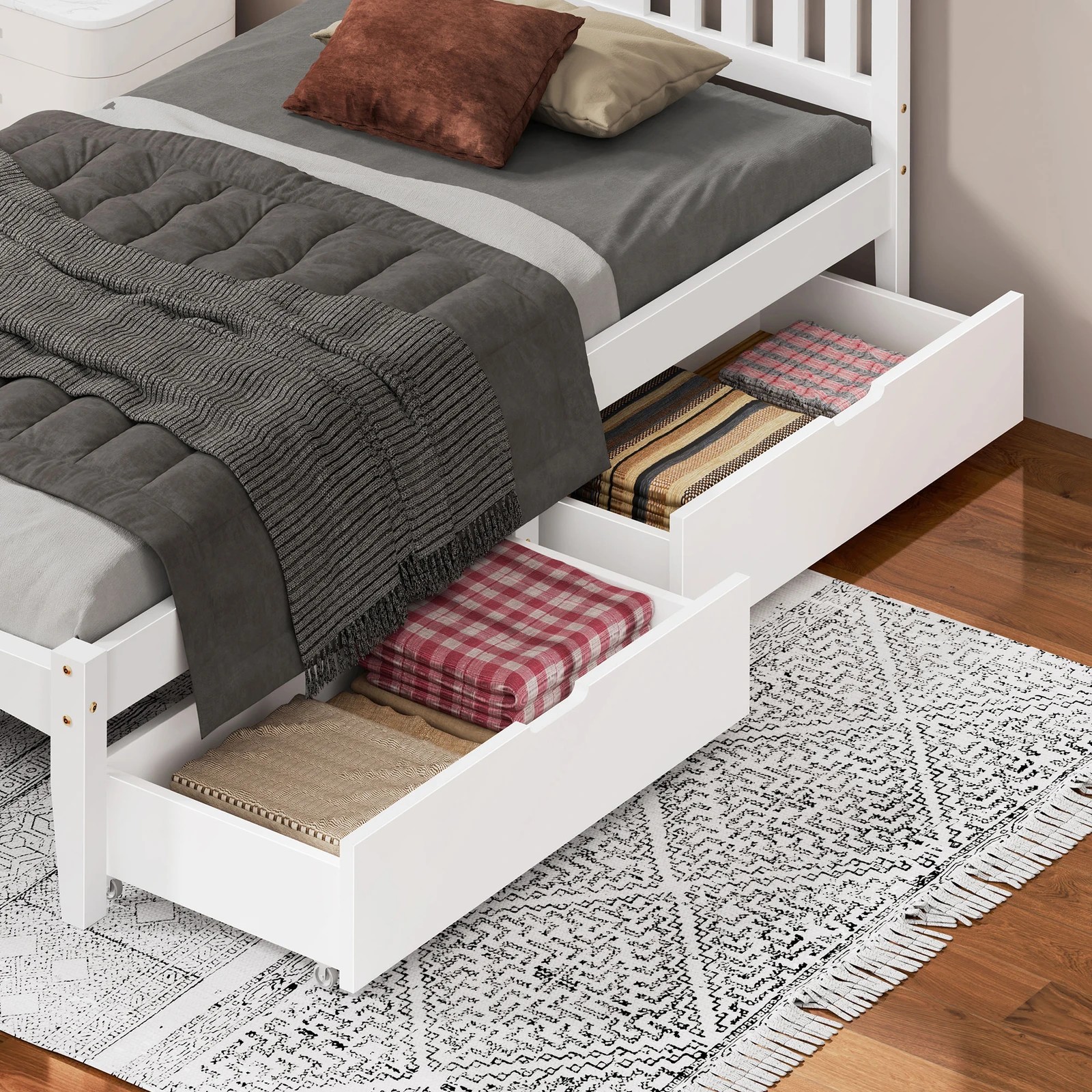 7 Alfordson Bed Frame Wooden Timber Single Size Mattress Base Platform Elgin - White, 7 of 10