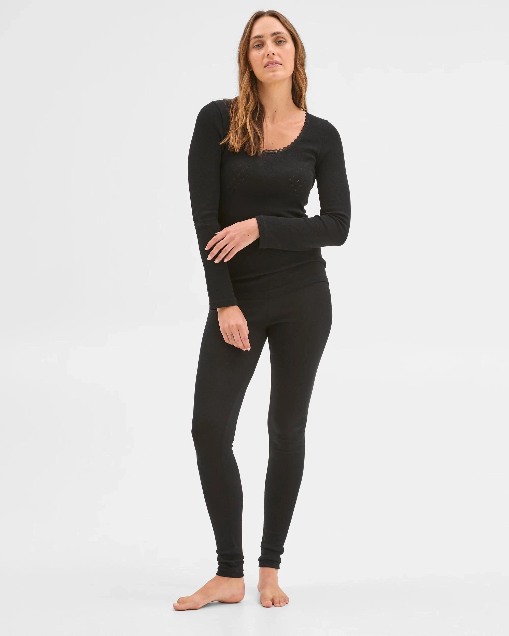 1 Target Woman Pointelle Thermal Leggings BLACK, 1 of 5