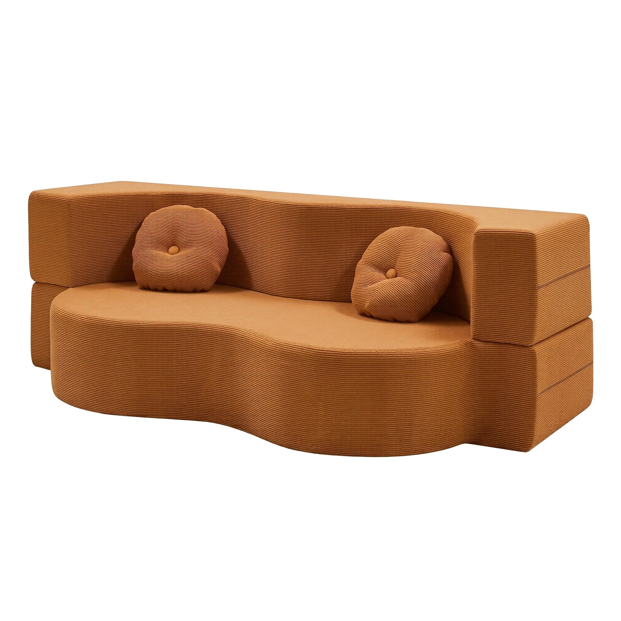 1 Artiss Folding Sofa Bed Floor Couch 2-in-1 Convertible Futon Loveseat - Orange, 1 of 10