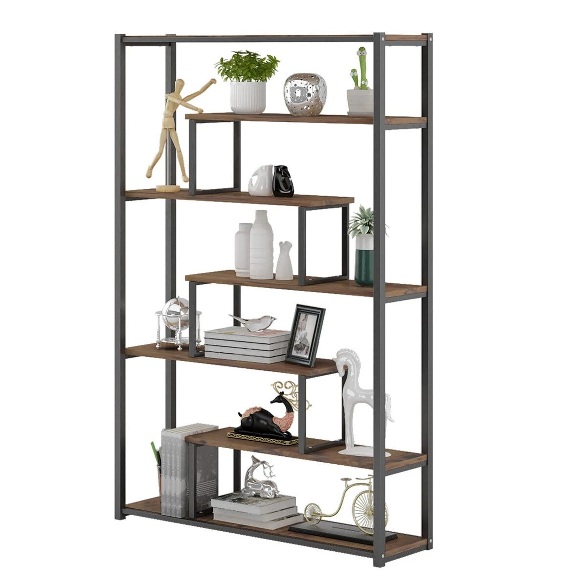 1 LUXSUITE 7-tier Bookshelf Bookcase Storage Display Rack, 1 of 8