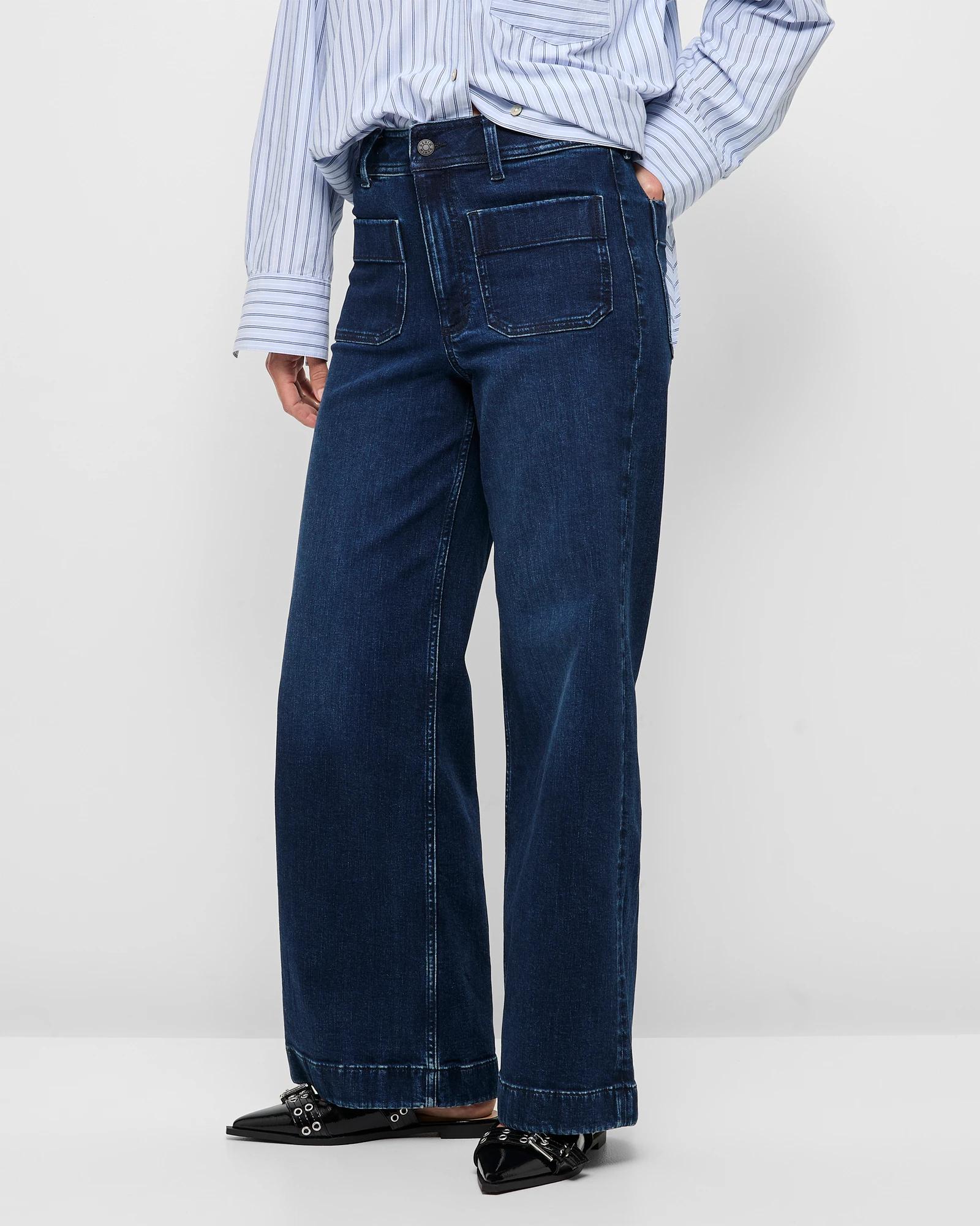 3 Target Wide Leg High Rise Full Length Flat Front Denim Jeans - Mila MIDNIGHT BLUE, 3 of 6