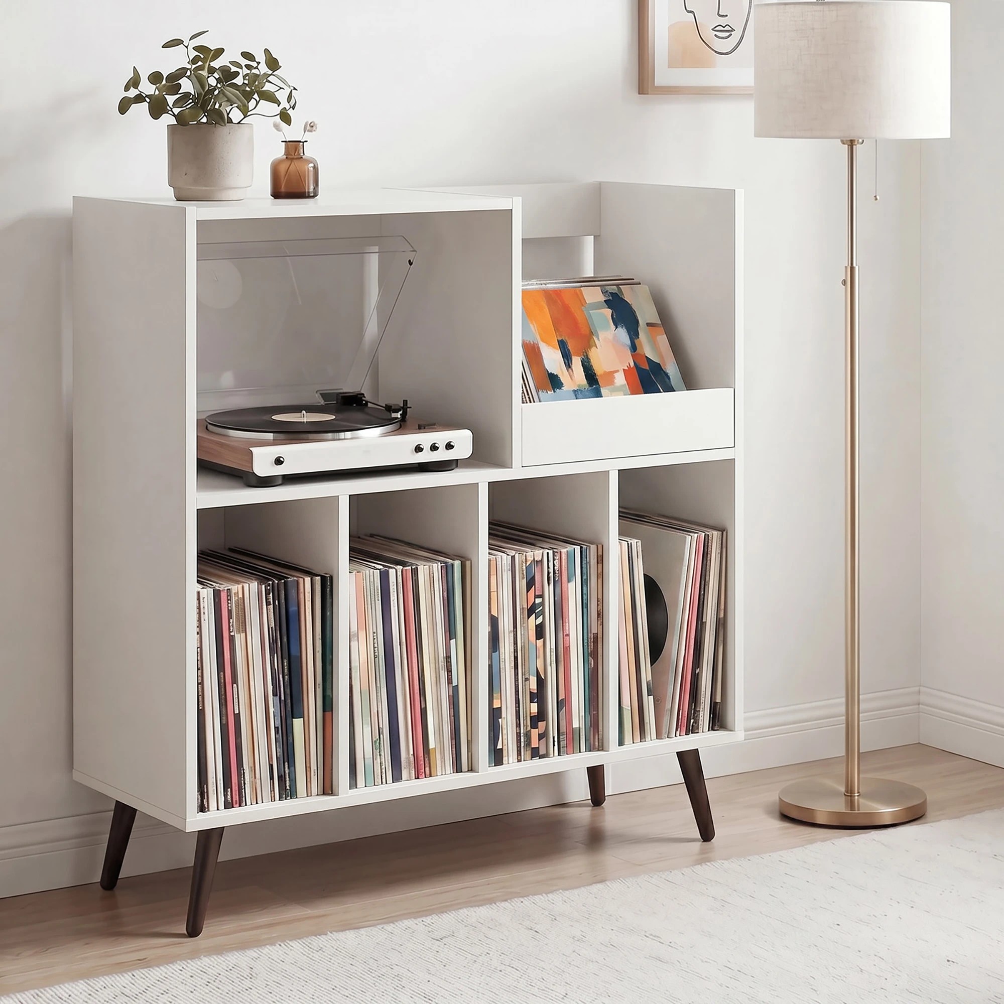 7 Levede Record Player Stand Vinyl Storage Cabinet Turntable Table 300+ Albums, 7 of 8