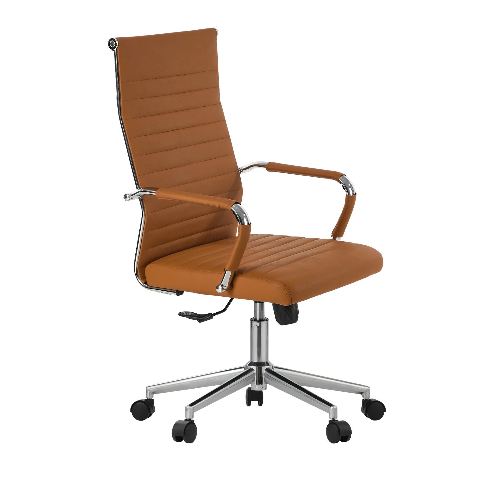 5 Oikiture Office Chair Swivel Desk Chair Faux Leather - Brown, 5 of 6