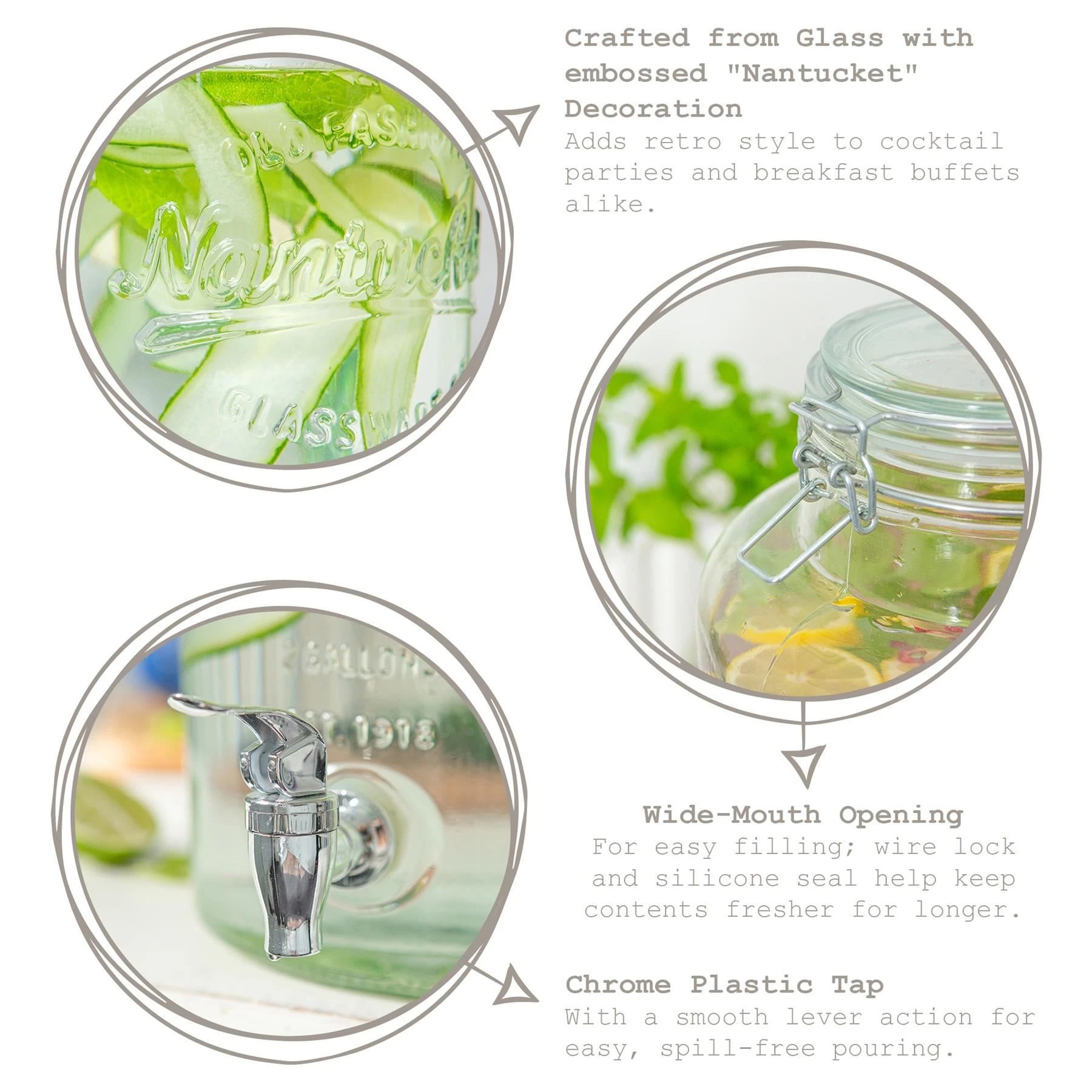 2 Rink Drink Glass Drinks Dispensers with Tap - 8.7L - Pack of 2 - Clear, 2 of 7