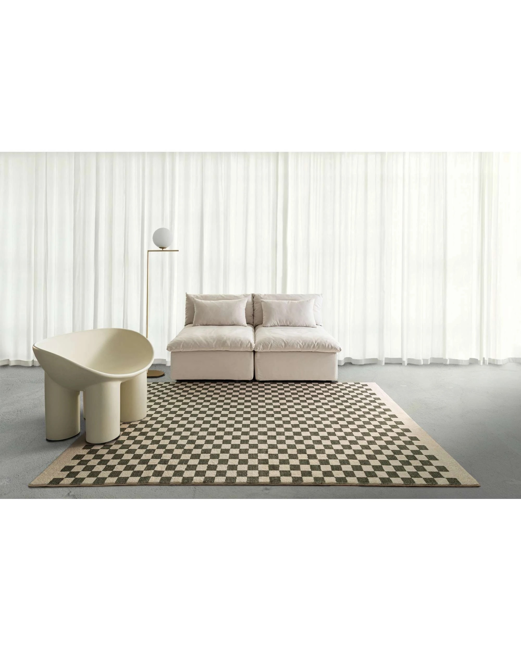 2 Loopsie Malibu Checkered Washable Rug-180cm x 120cm - Green, 2 of 8