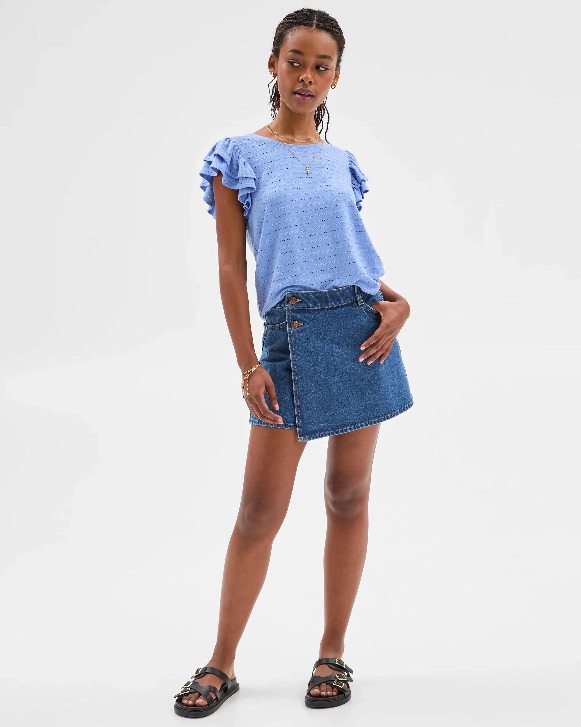 3 Target Petites Ruffle Embroidered T-Shirt HYDRANGEA BLUE, 3 of 7