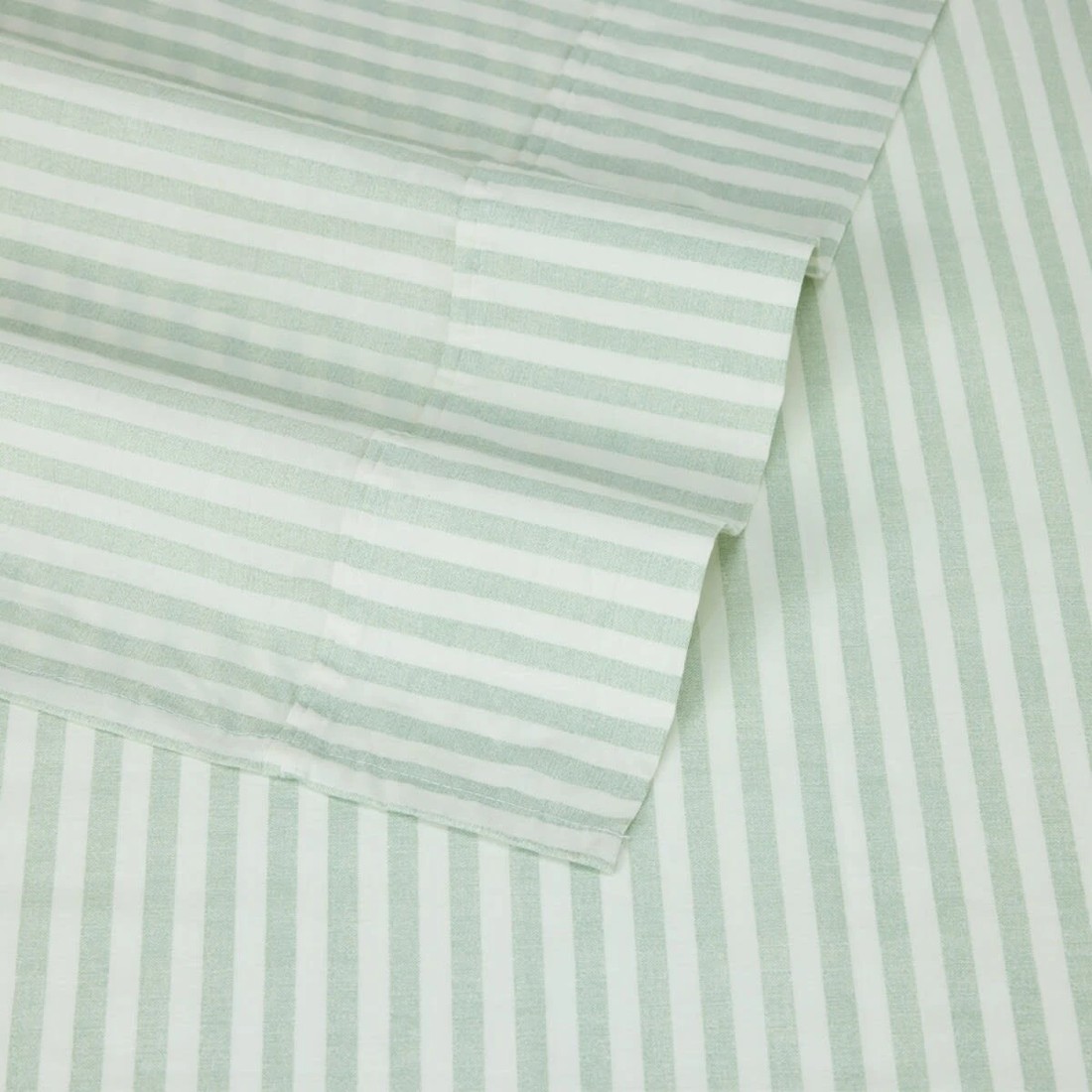 4 250 Thread Count Stripe Cotton Sheet Set - King Bed, Sage, 4 of 7