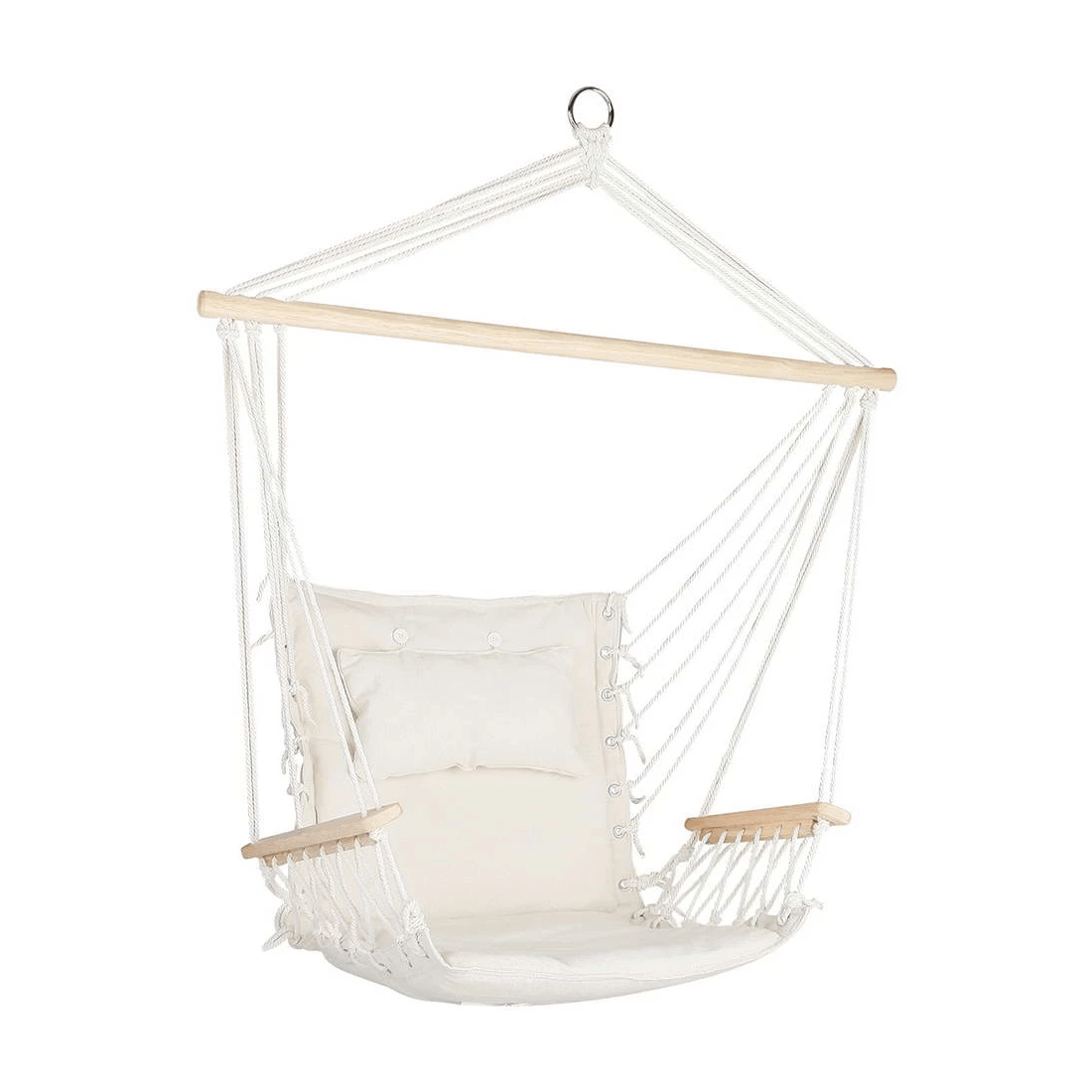 1 Gardeon Hammock Chair Hanging with Armrest Camping Hammocks - Beige, 1 of 7