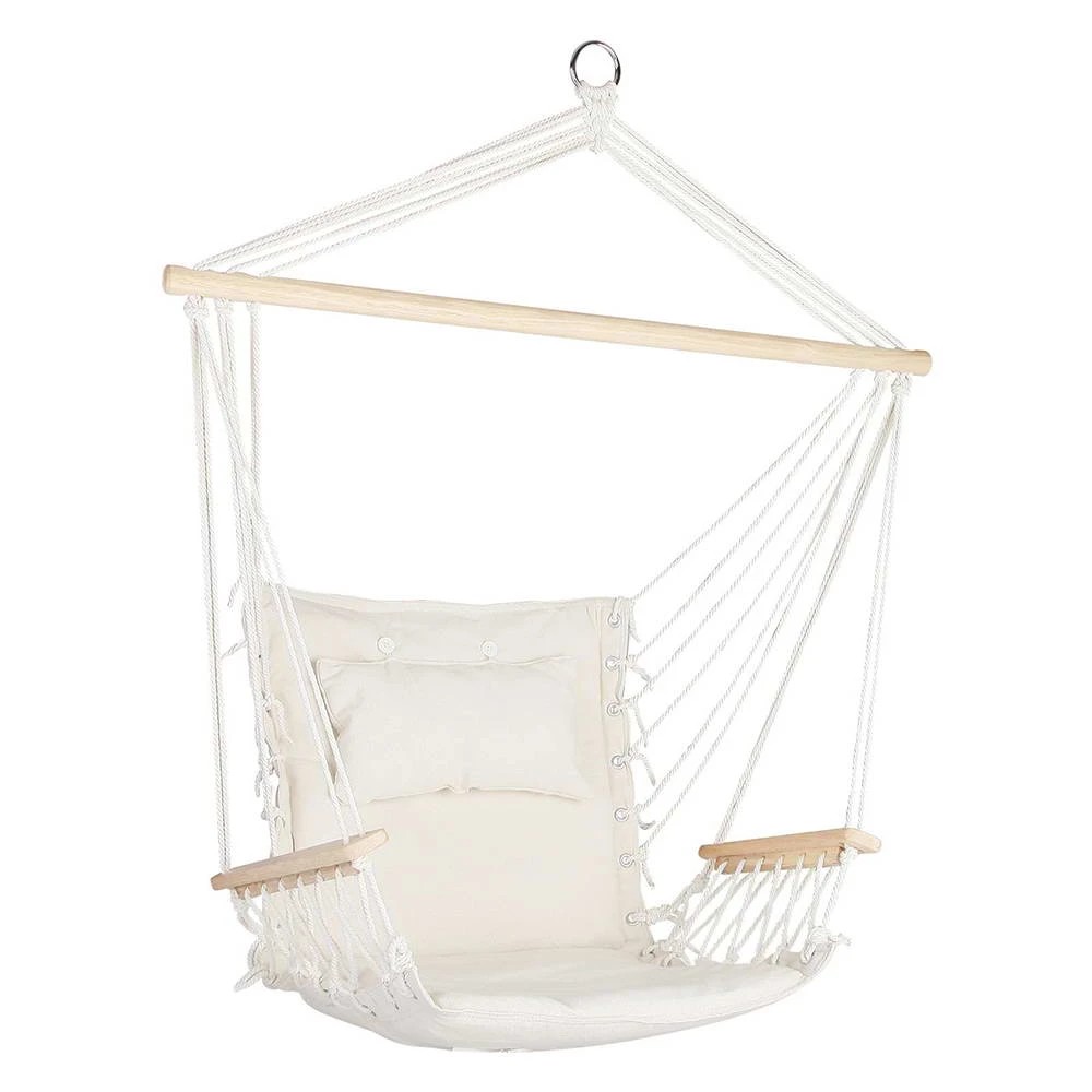 1 Gardeon Hammock Chair Hanging with Armrest Camping Hammocks - Natural, 1 of 7