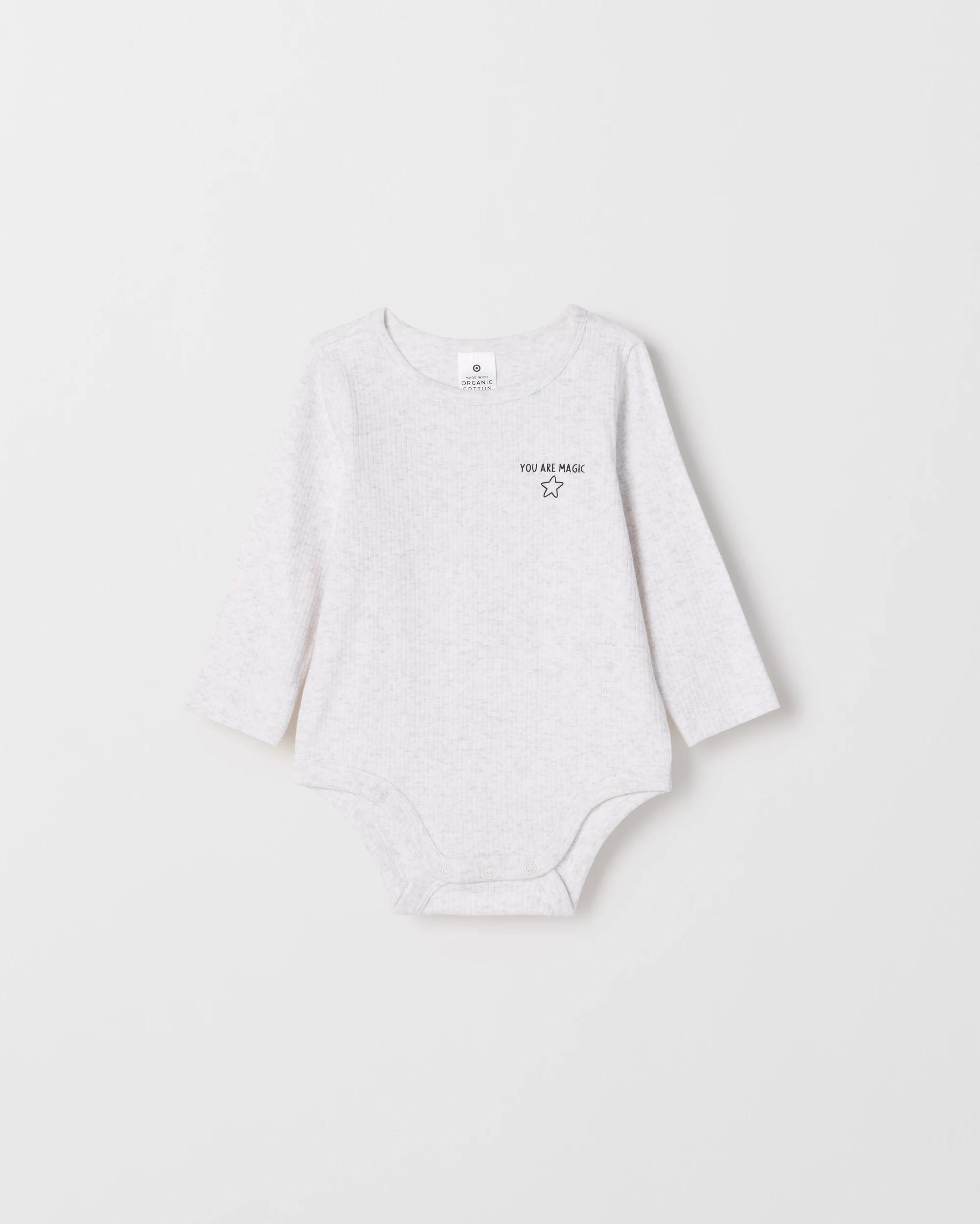 3 Target Baby Organic Cotton 3 Pack Ribbed Printed Bodysuits SLOGAN PASTEL, 3 of 5