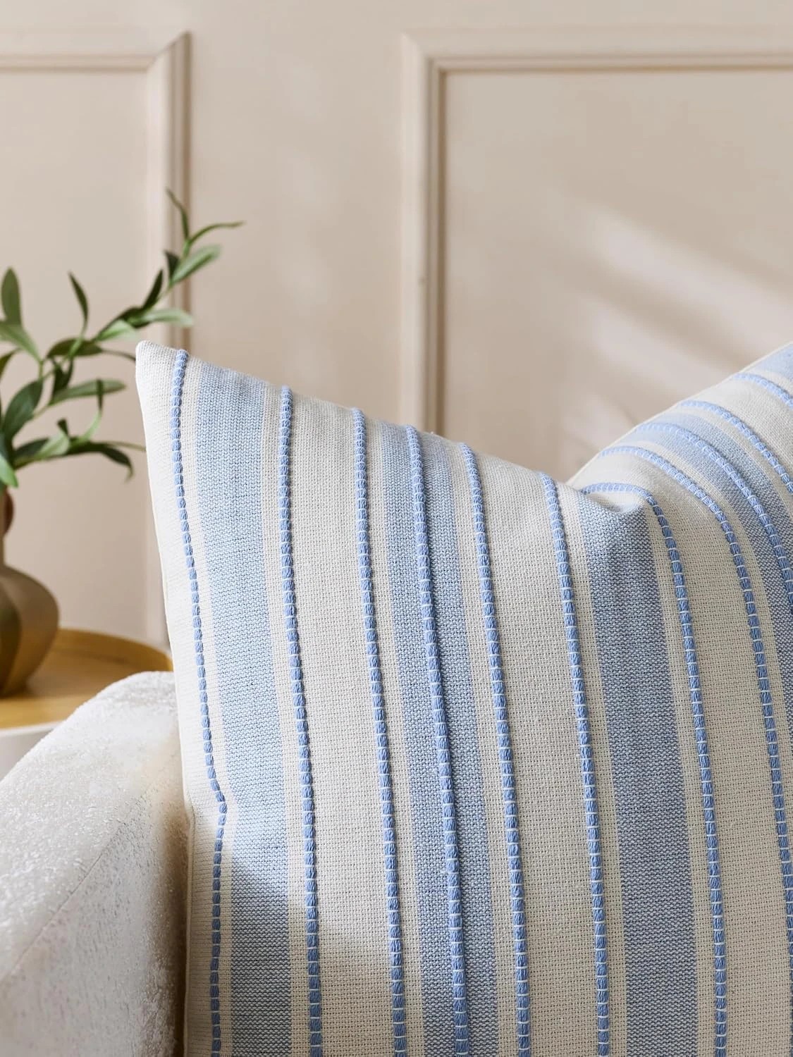 3 Gioia Casa 2-Pack Heritage Linear Woven Cushion Covers 45cm x 45cm - Sky, 3 of 4