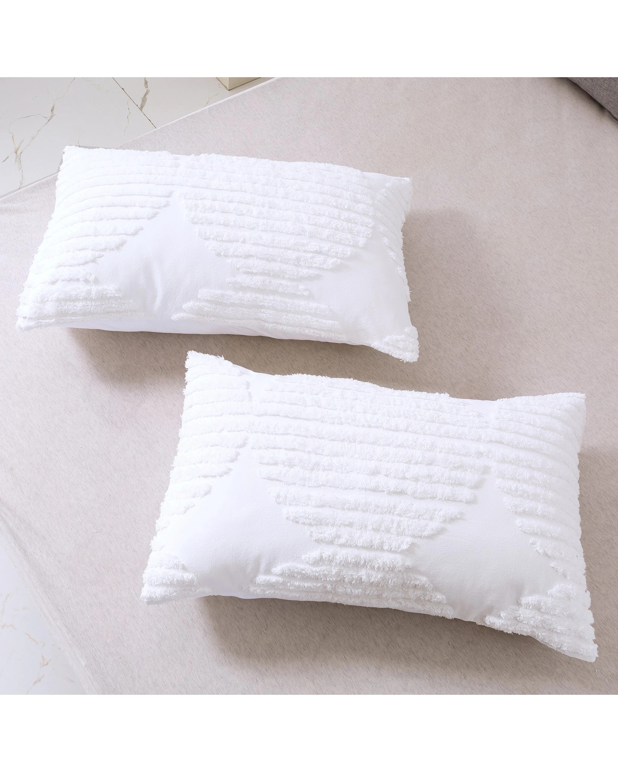 5 Dreamaker Darvo Tufted Washed Vintage Cotton Quilt Cover Set - Super King Bed - White, 5 of 6