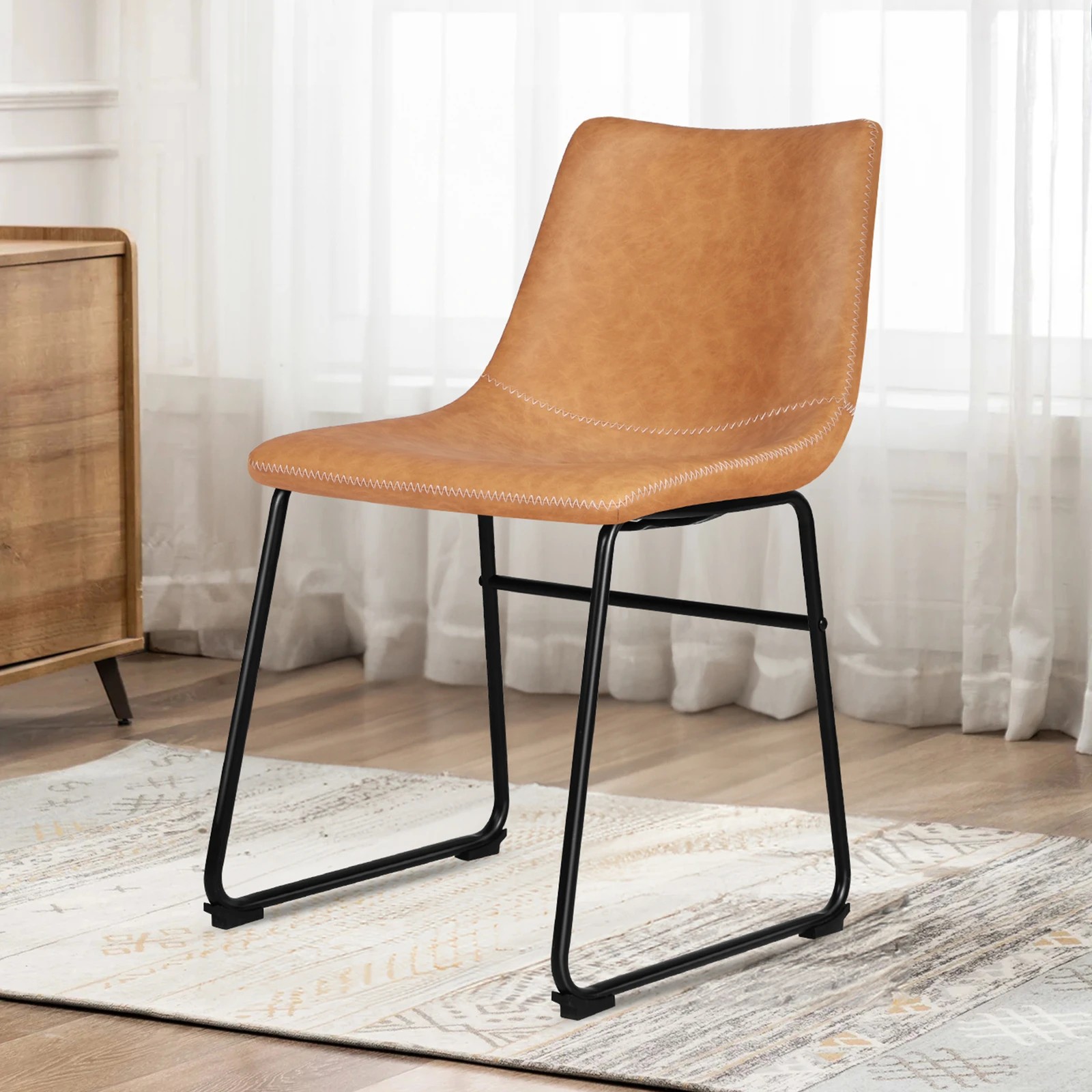 6 Alfordson 4x Dining Chairs Kitchen Lounge Cafe Seat Retro PU Leather - Brown, 6 of 8