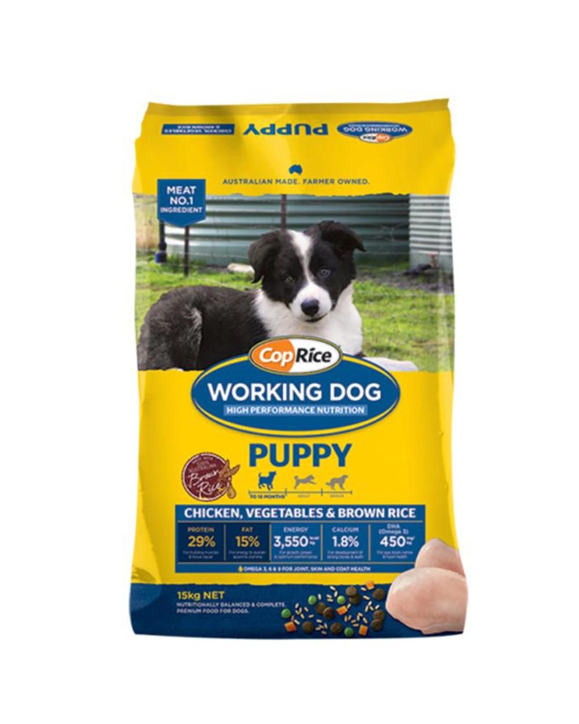 1 CopRice Working Dog Puppy Dry Dog Food Chicken Vegetables & Brown Rice 15kg, 1 of 1
