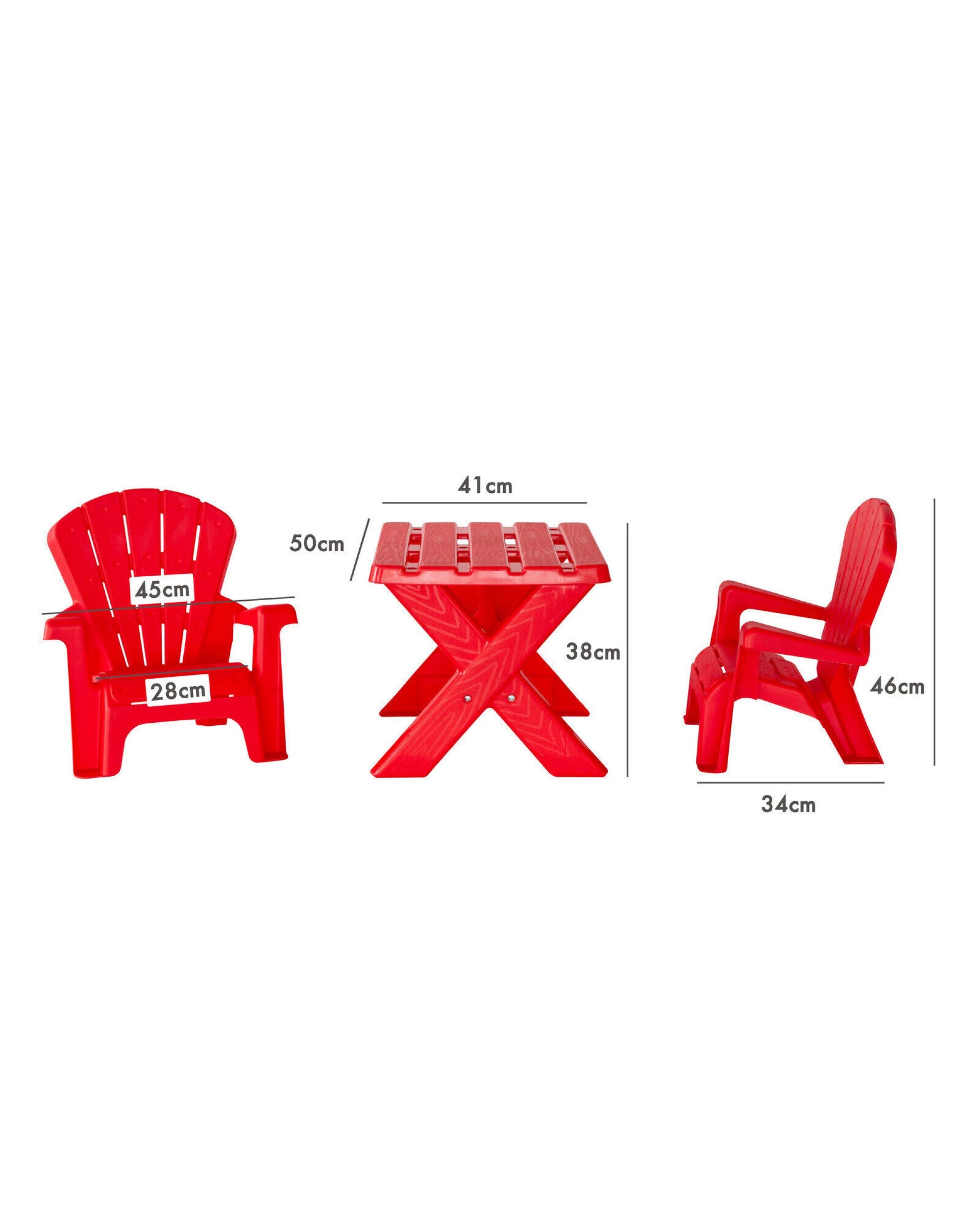 2 Hacienda Kids Durable Table and Two Child-sized Chairs Set - Red, 2 of 5