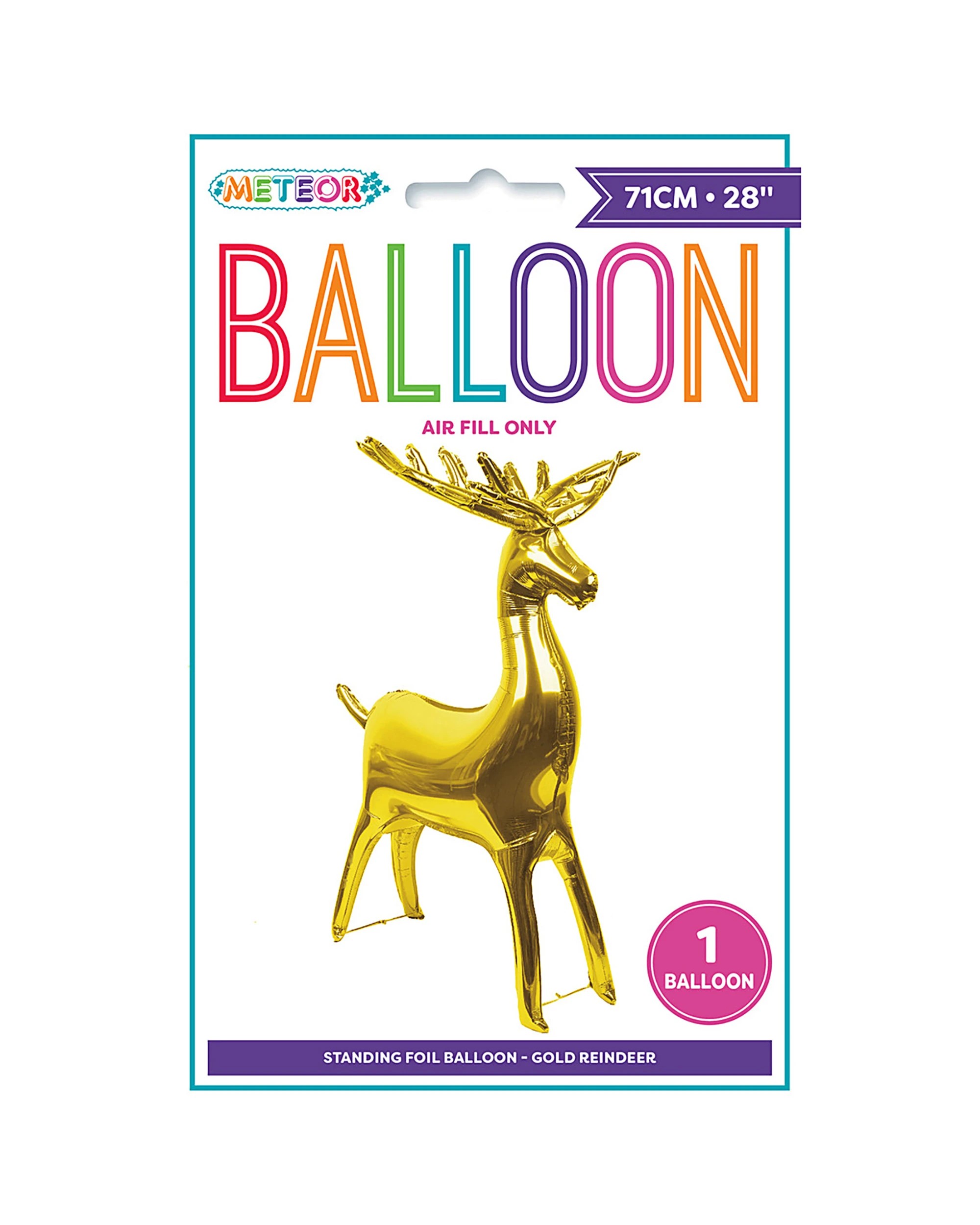 2 Meteor Reindeer Standing Air Fill Foil Balloon 71cm - Gold, 2 of 2