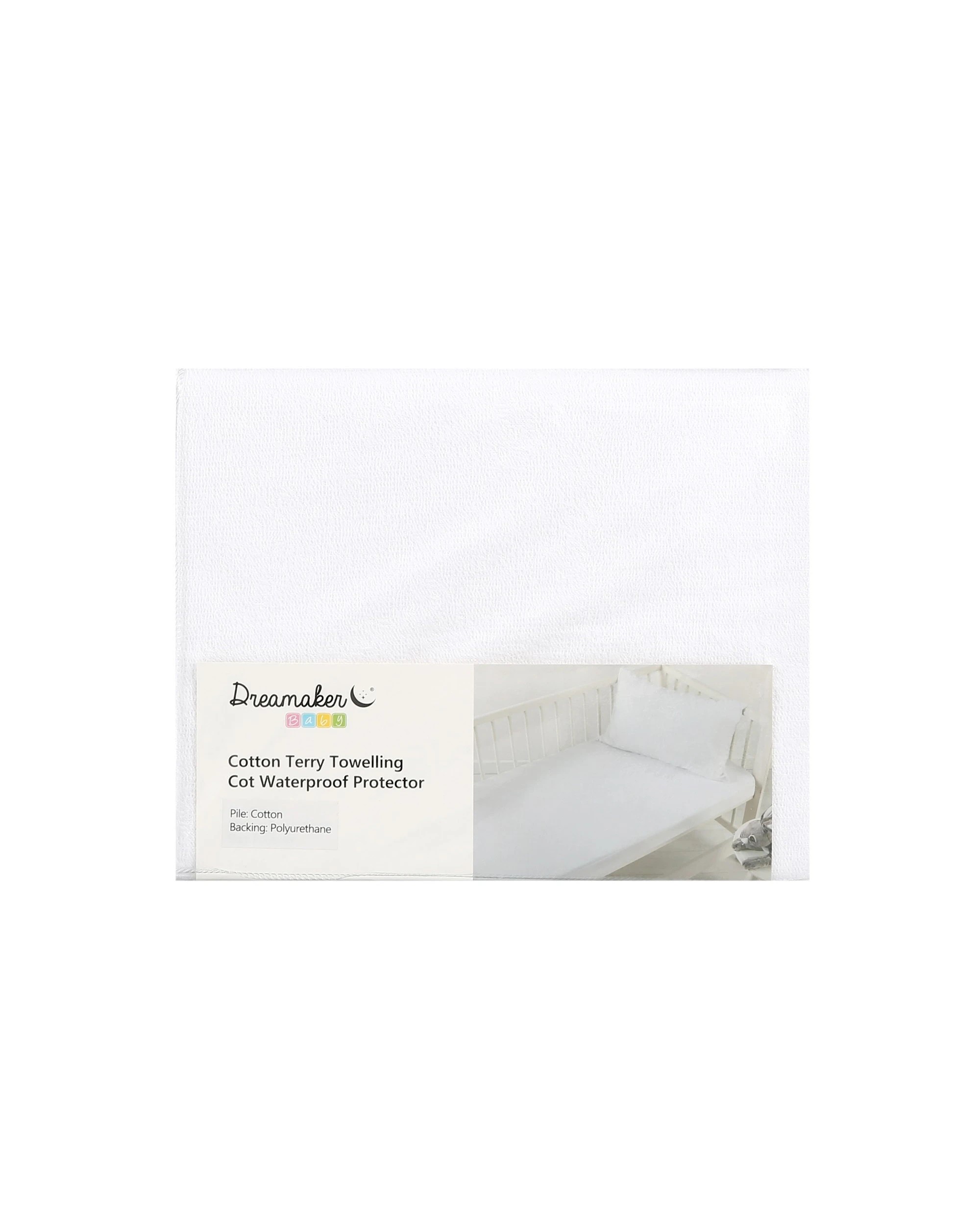 3 Dreamaker Baby Cotton Terry Towelling Waterproof COT Pillow Protector 60x40 cm (2 Pack) - White, 3 of 4
