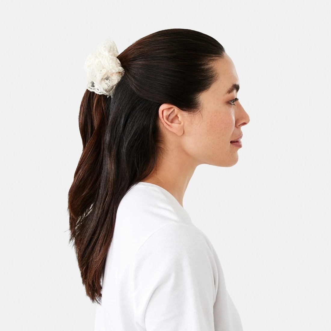 3 2 Pack Frill Lace Hair Scrunchies - White and Black, 3 of 4