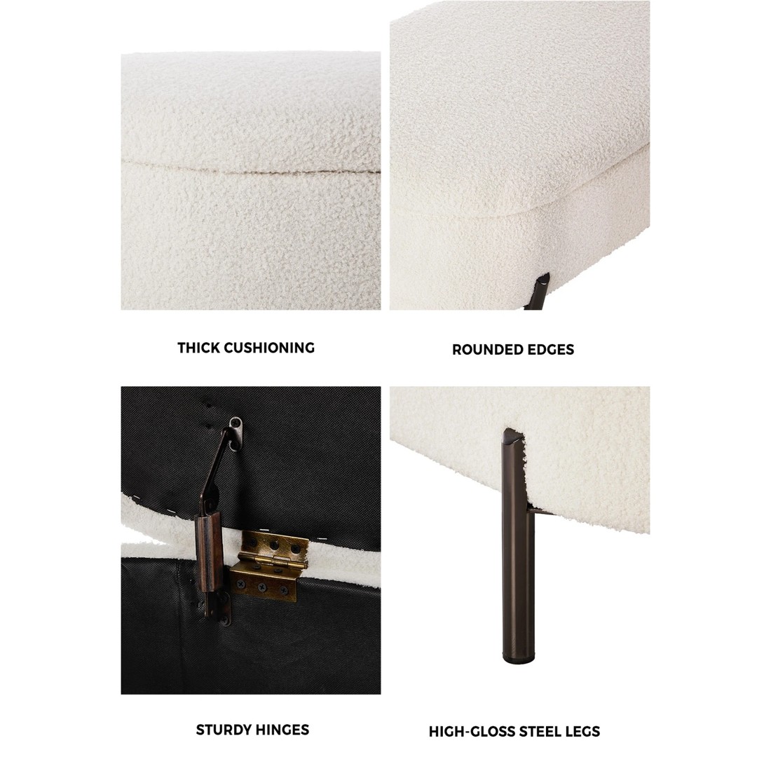 4 Oikiture Storage Ottoman Bench Oval Footstool Blanket Box Chest Toy Sherpa
 - White, 4 of 10