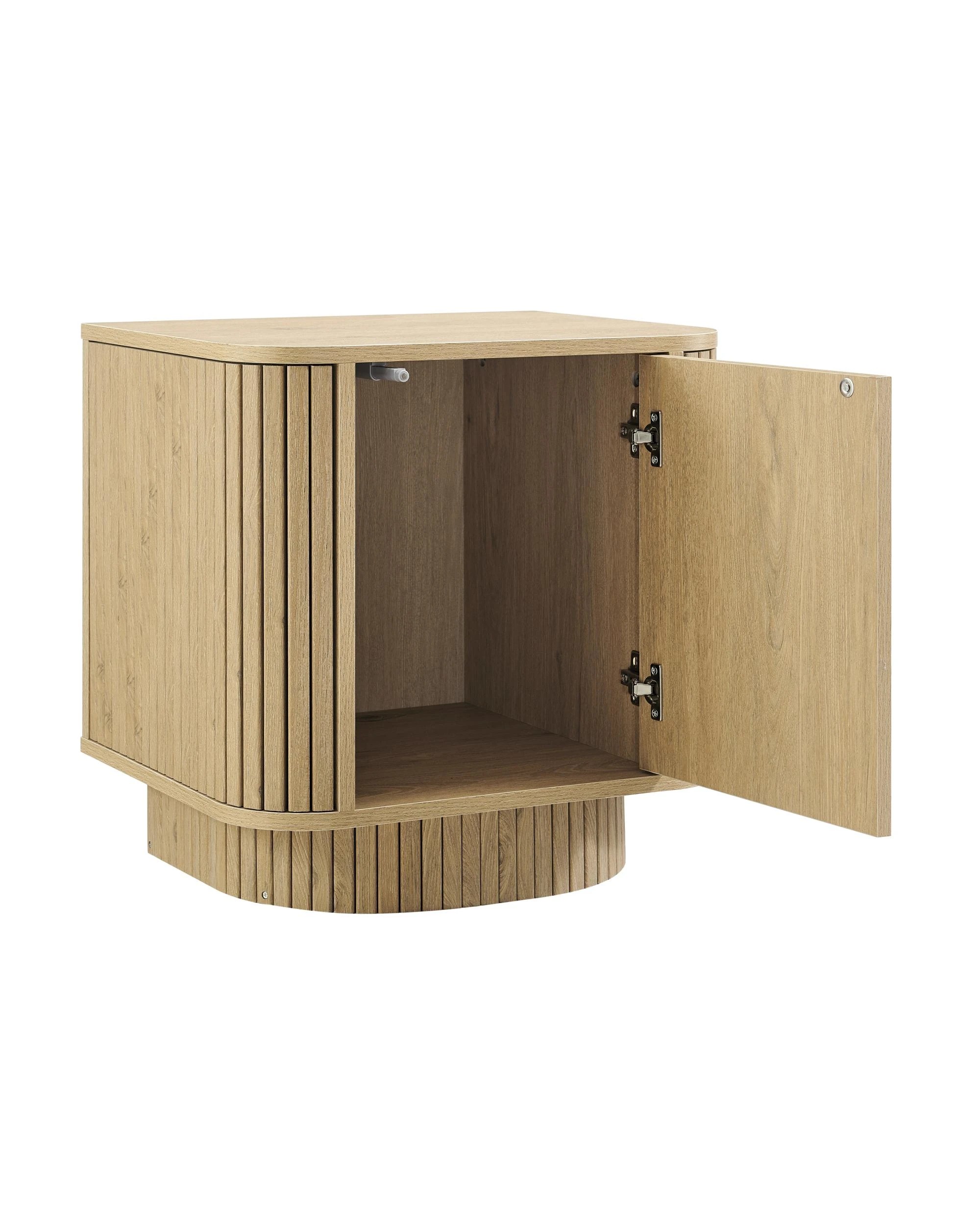 6 Kodu Curved Bedside Unit Nightstand Side Table 1 Door Oak - Natural, 6 of 10