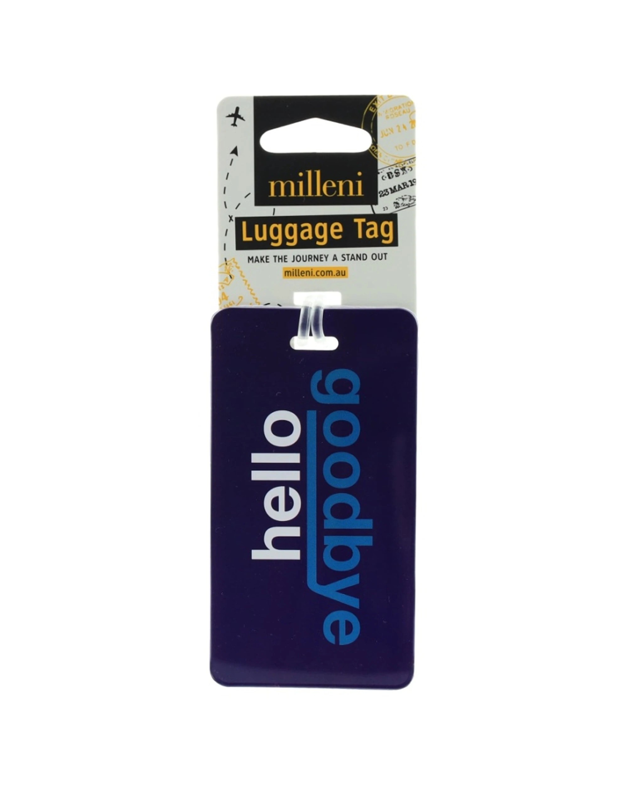 1 Milleni Vibrant Flexible Durable Travel Luggage/Suitcase Tag Loop Strap Hello - Blue, 1 of 4