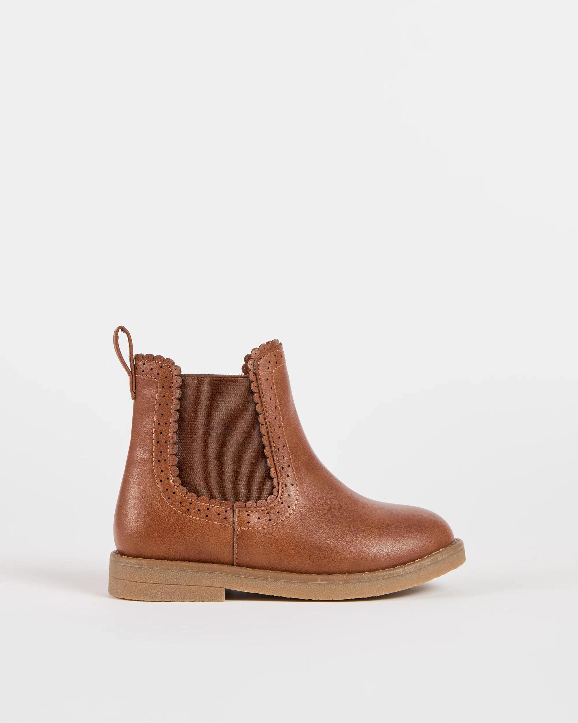 1 Target Kids Brogue Elastic Chelsea Boot TAN, 1 of 3