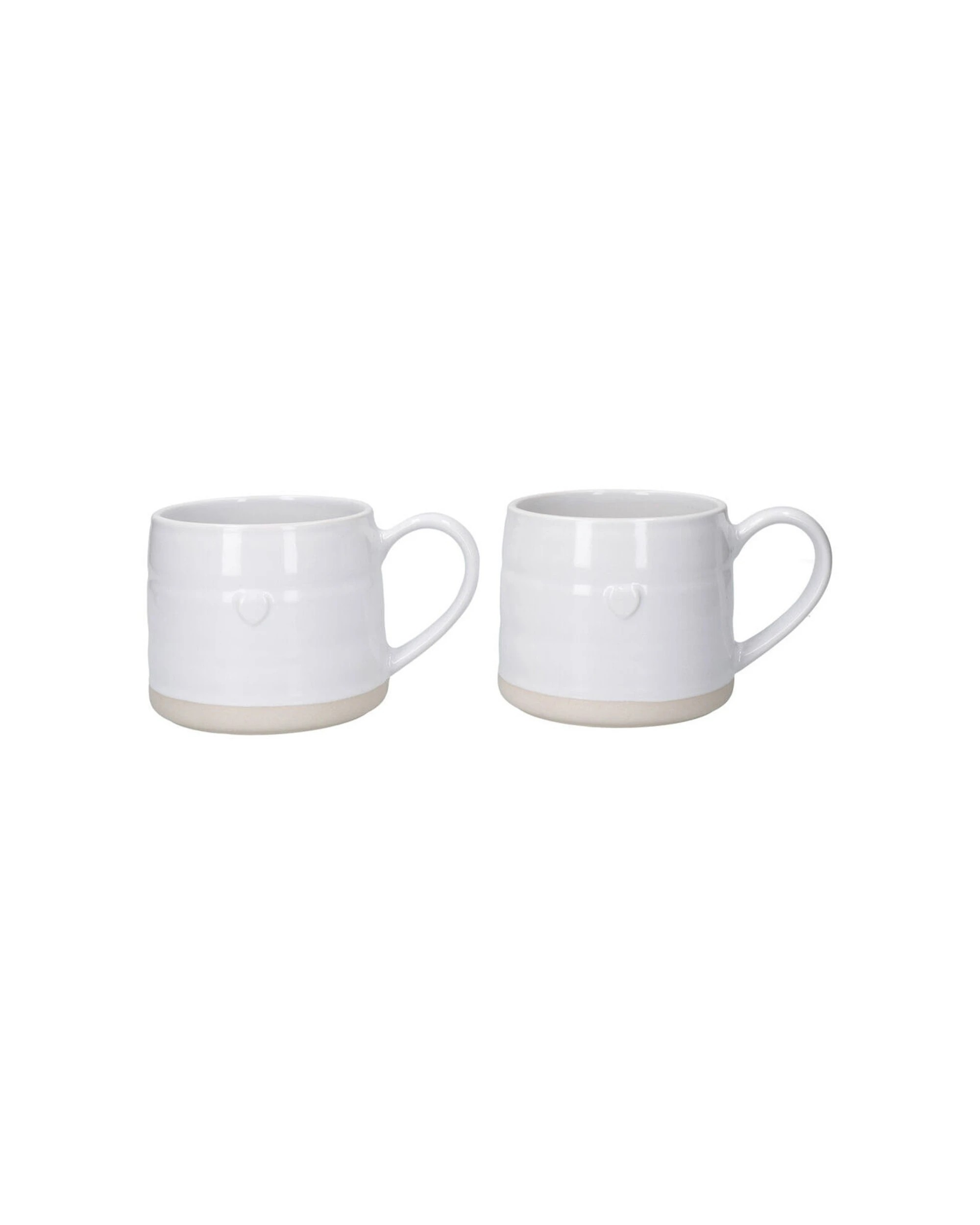 1 Mikasa Farmhouse 2pc Heart Stoneware Mugs Set 380ml Durable Glossy Finish - White, 1 of 5