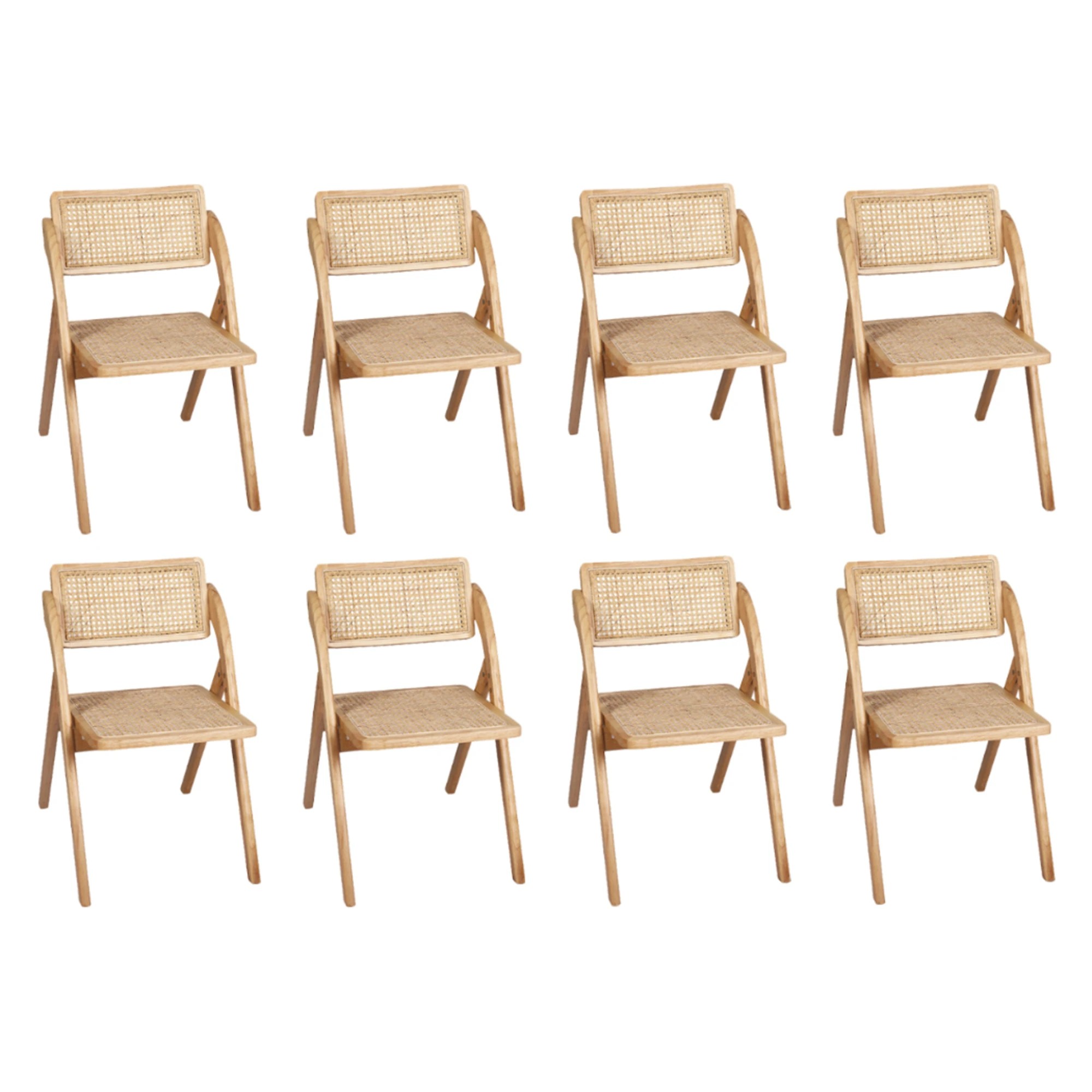 1 Levede 1 Set Of 8 Foldable Accent Rattan Dining Chairs - Natural, 1 of 5