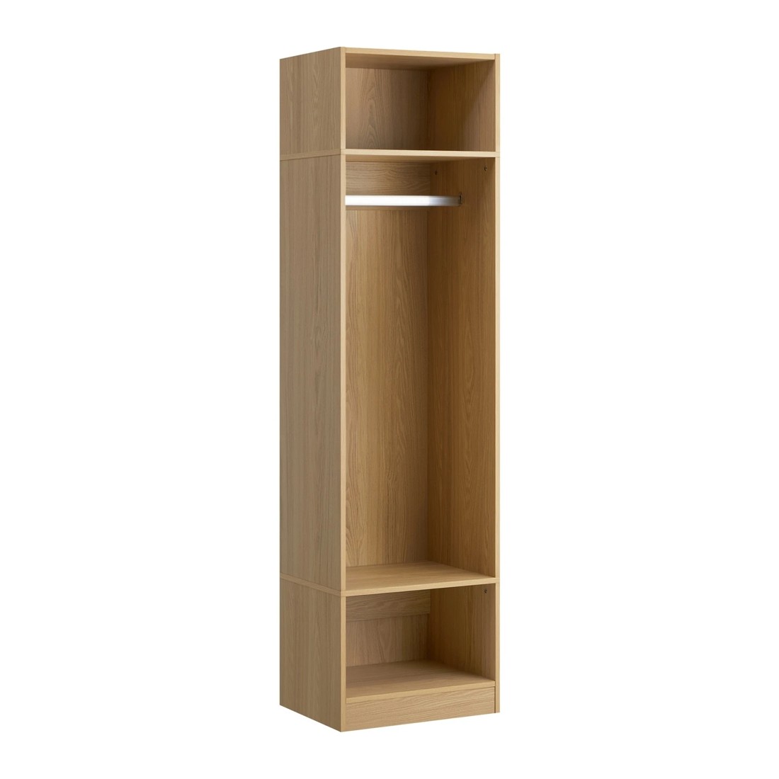 5 Oikiture Open Wardrobe Shelf Unit Clothes Storage 3 Shelves Hanging Rail
 - Natural, 5 of 10
