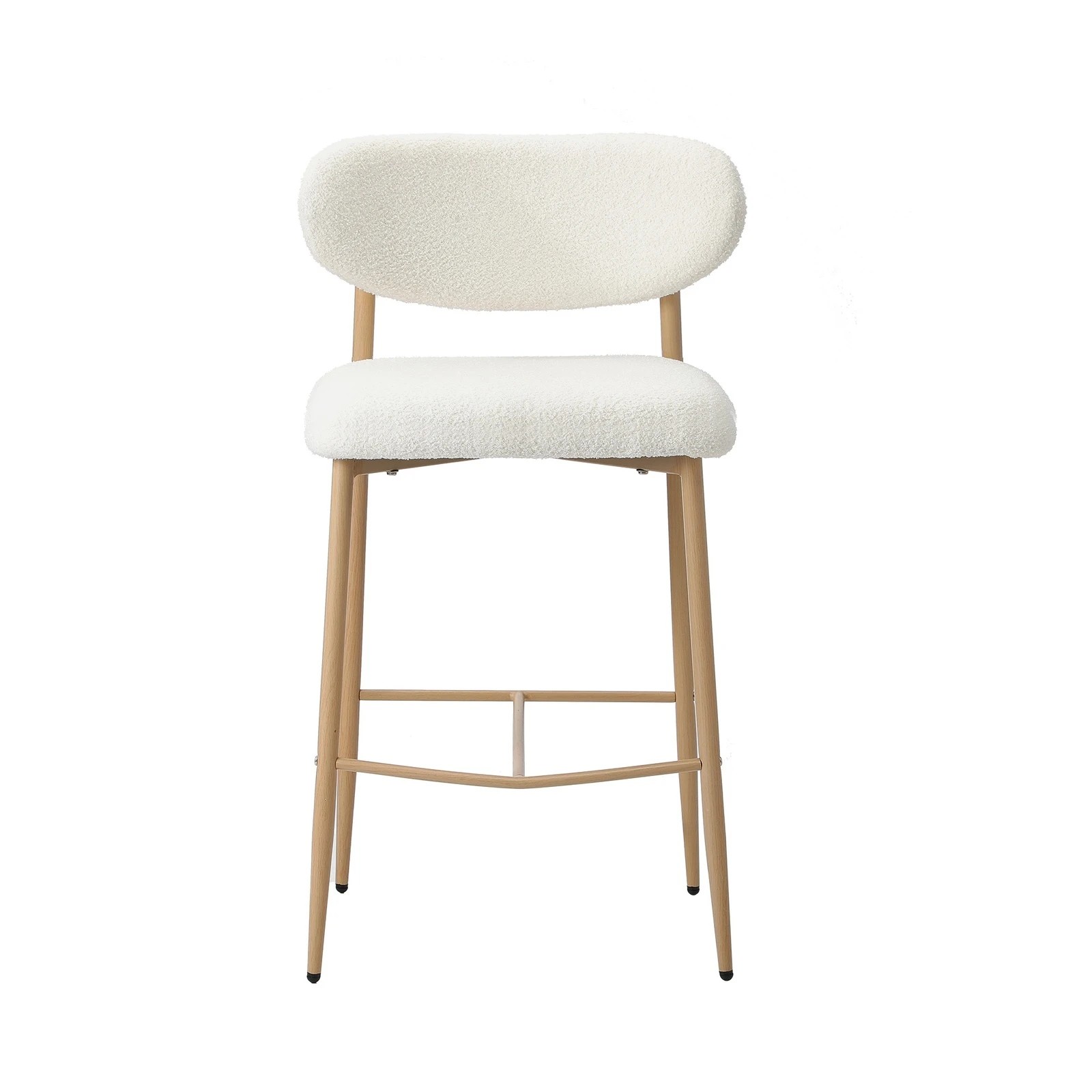 6 Oikiture 2x Bar Stools Kitchen Stool Counter Chair Boucle Fabric
 - Natural, 6 of 10